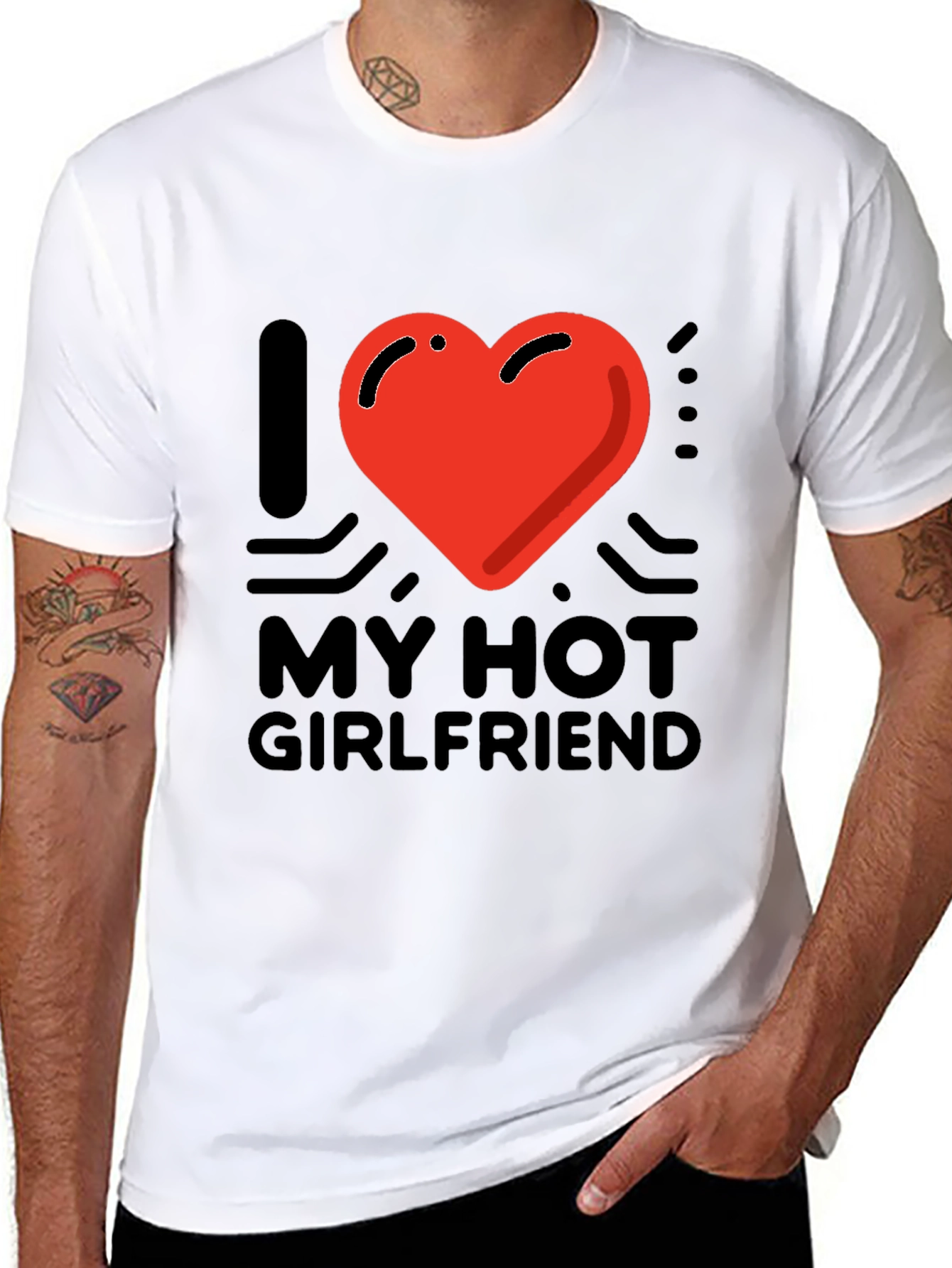 Black I Heart My Hot Girlfriend Graphic Tee - Black view 8