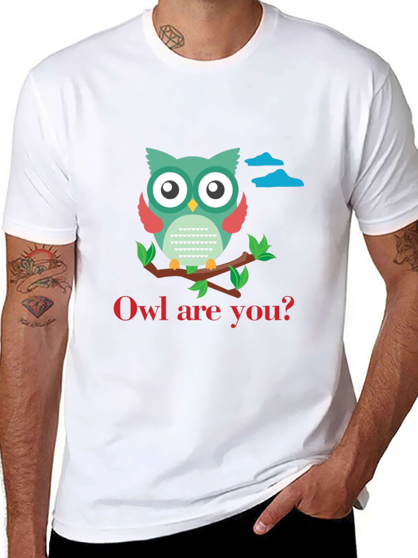Black Owl Are You T-Shirt - Cute Graphic Tee view 8