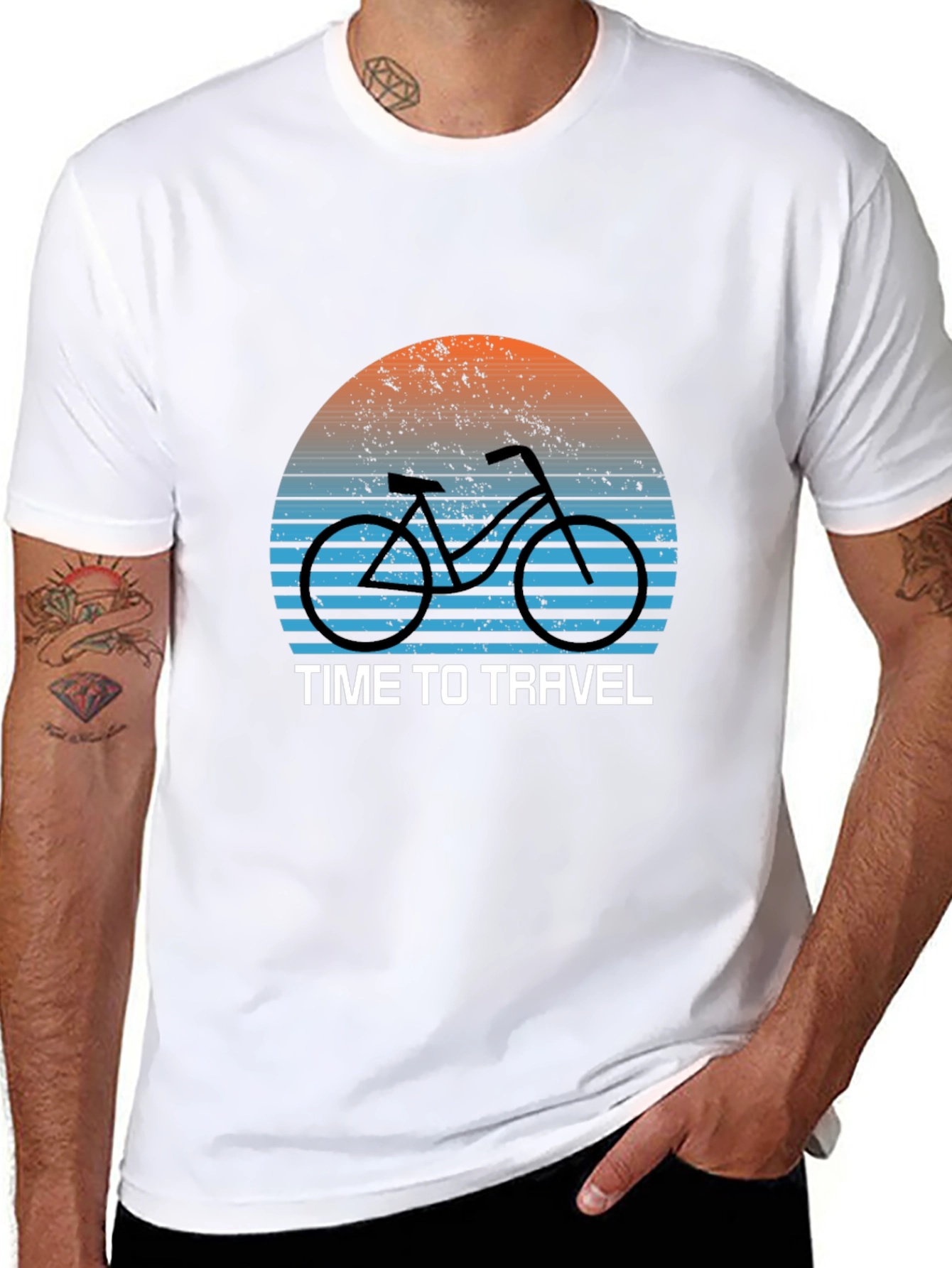 Black Time to Travel Bike Graphic T-Shirt view 8