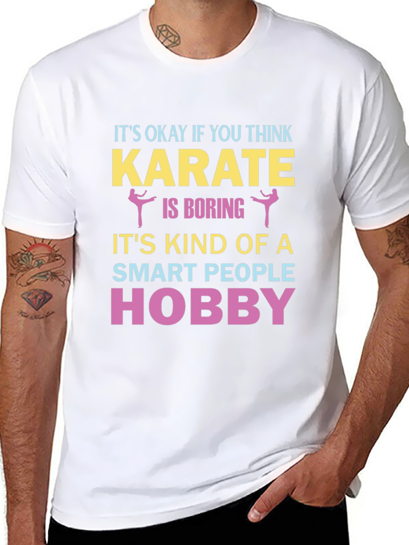 Black Karate Hobby T-Shirt - Smart People Design view 8