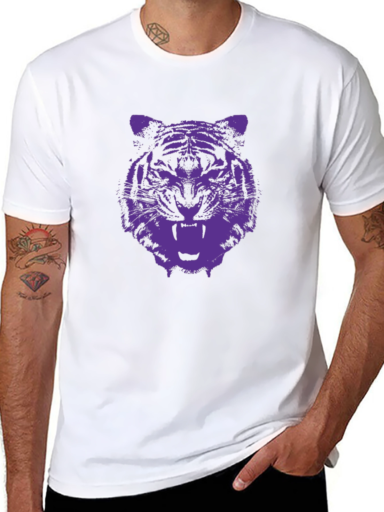 Black Tiger Graphic Tee - Black Cotton T-Shirt view 8