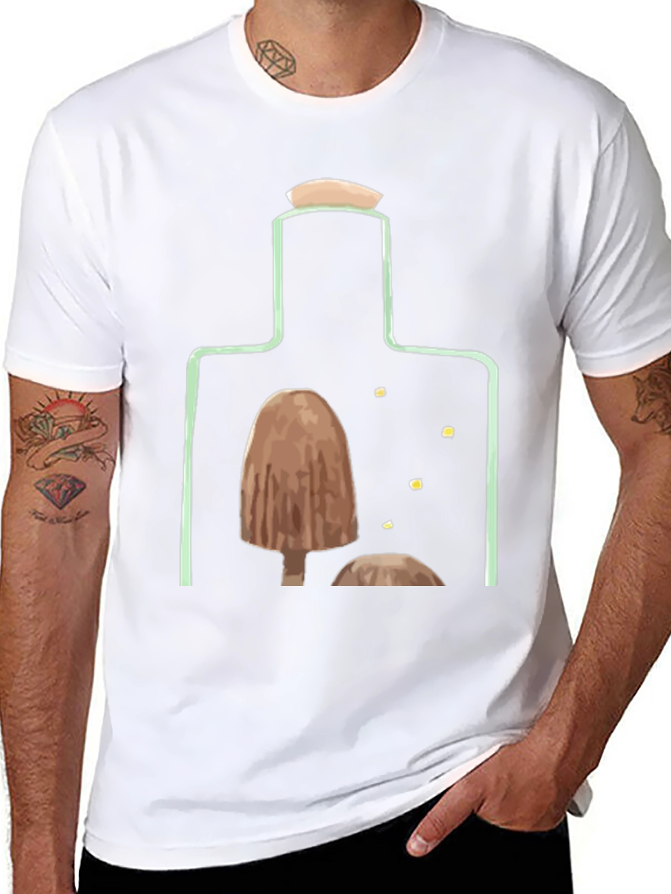Black Mushroom Bottle Graphic T-Shirt view 8
