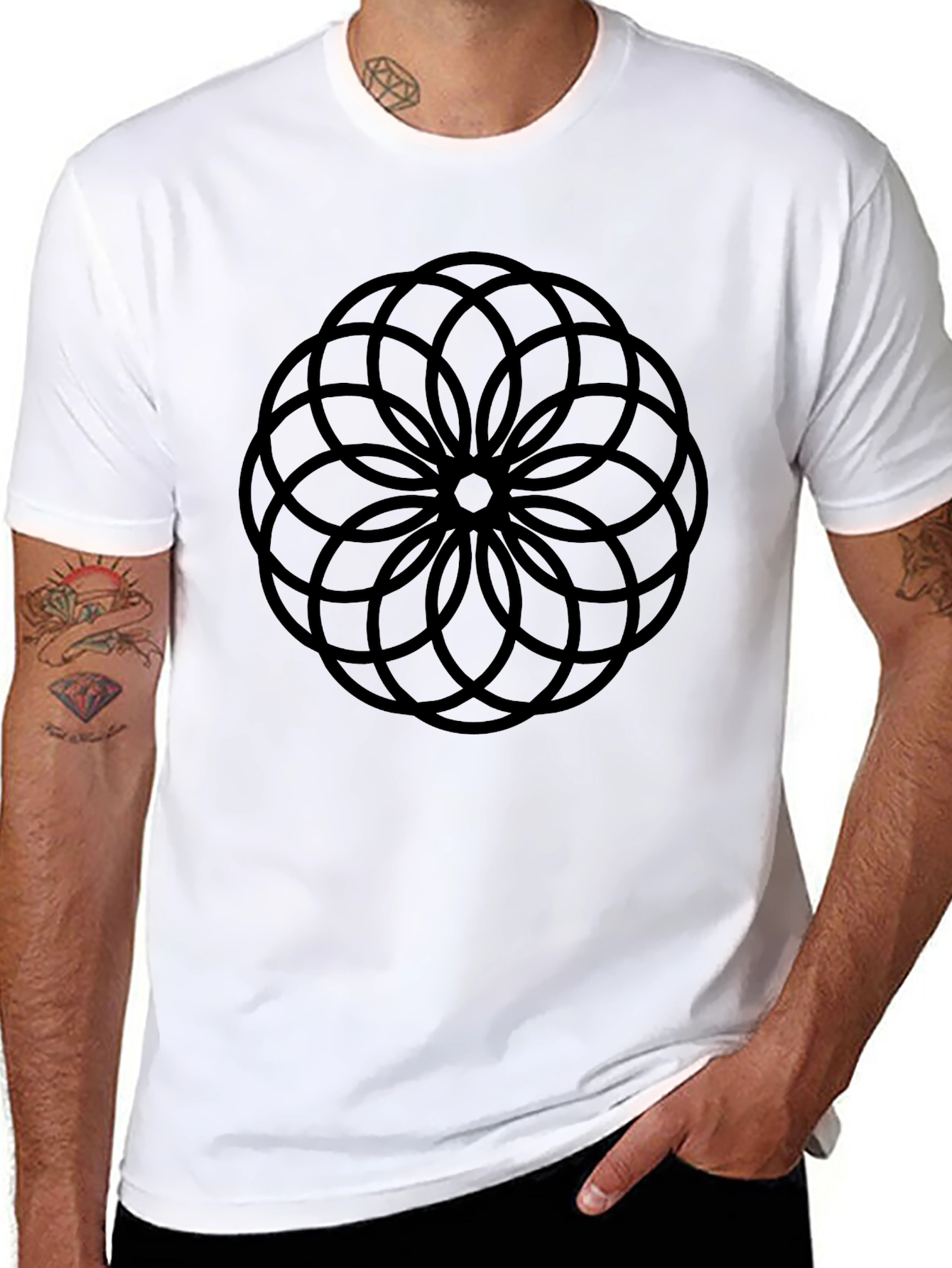 Black Geometric Black T-Shirt - Modern Graphic Tee view 8