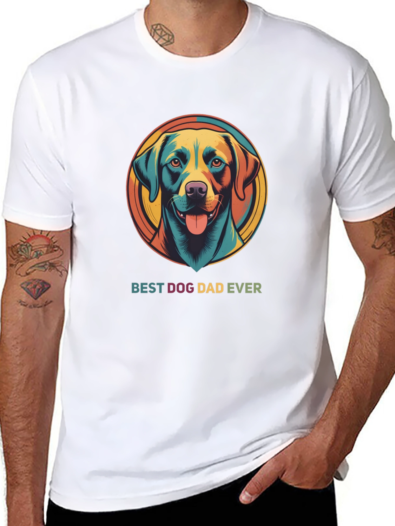 Black Best Dog Dad Ever Graphic Tee view 8