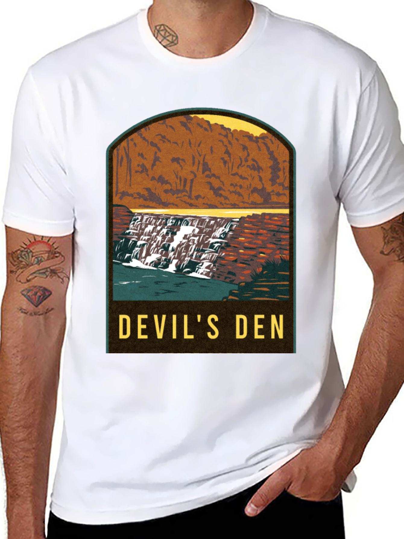 Black Devil's Den Waterfall Graphic Tee - Black view 8
