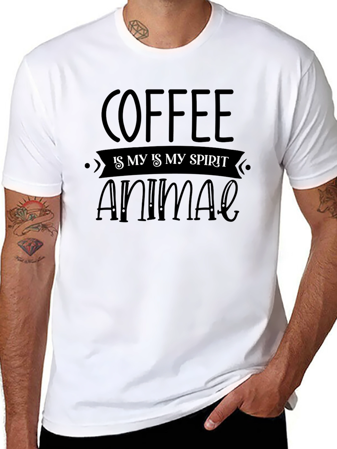 Black Coffee Is My Spirit Animal Black T-Shirt view 8