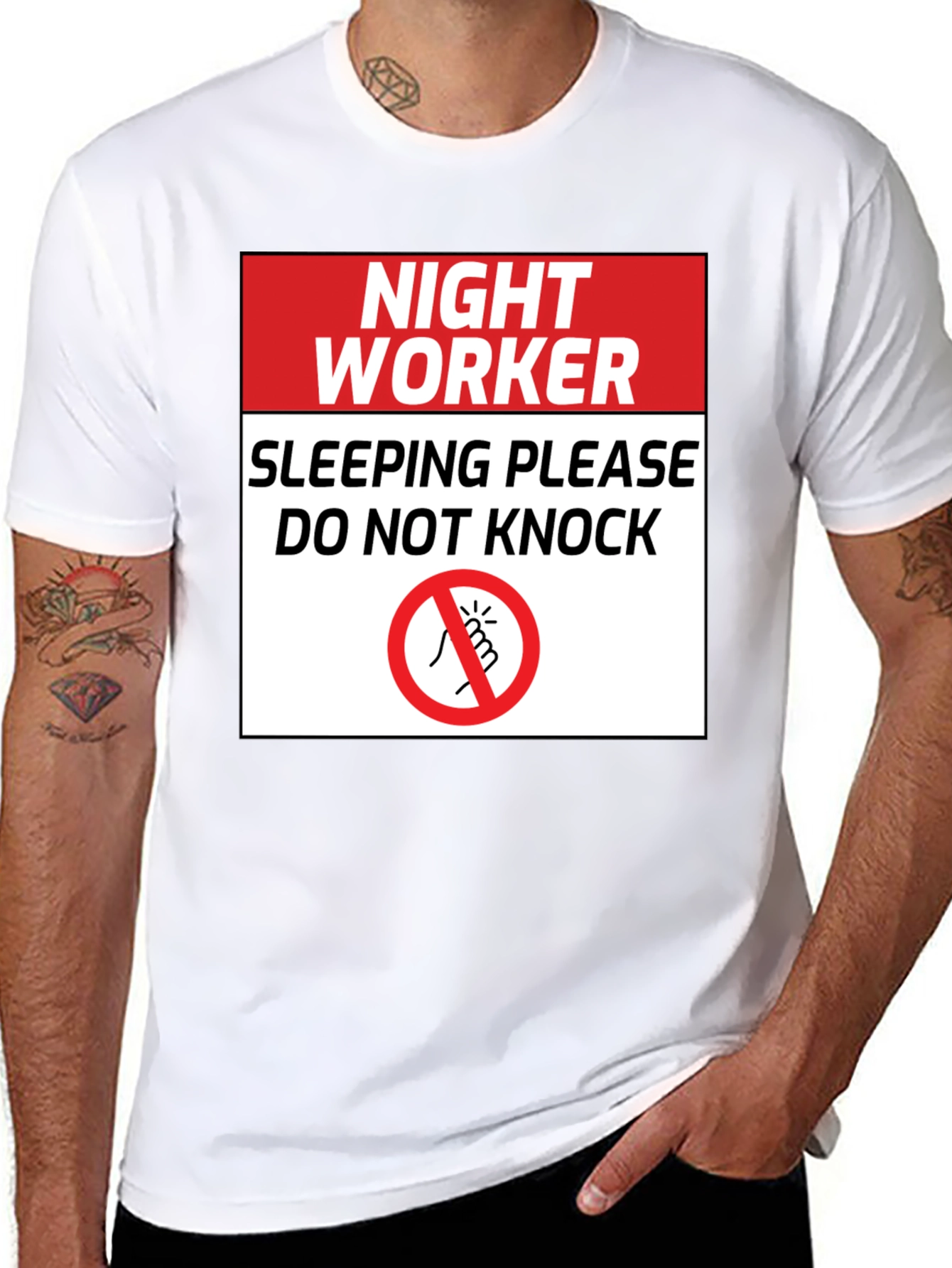 Black Night Worker Sleeping - Do Not Knock Graphic Tee view 8