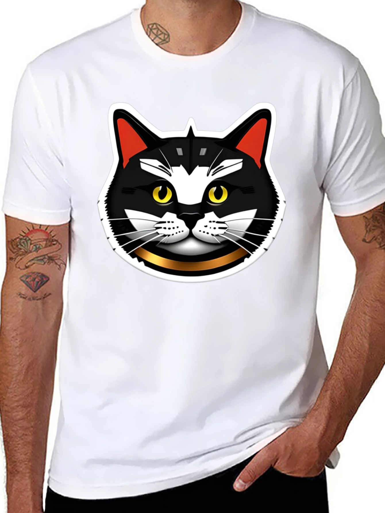 Black Cool Cat Graphic T-Shirt view 8