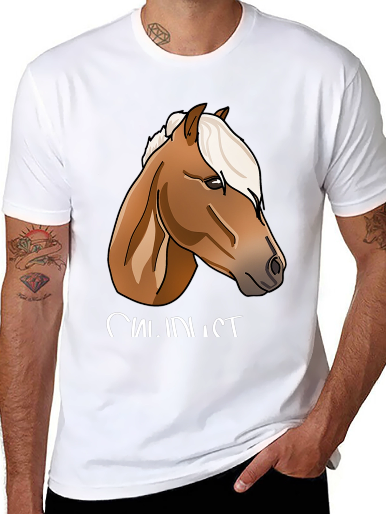 Black Horse Graphic Print Black T-Shirt view 8