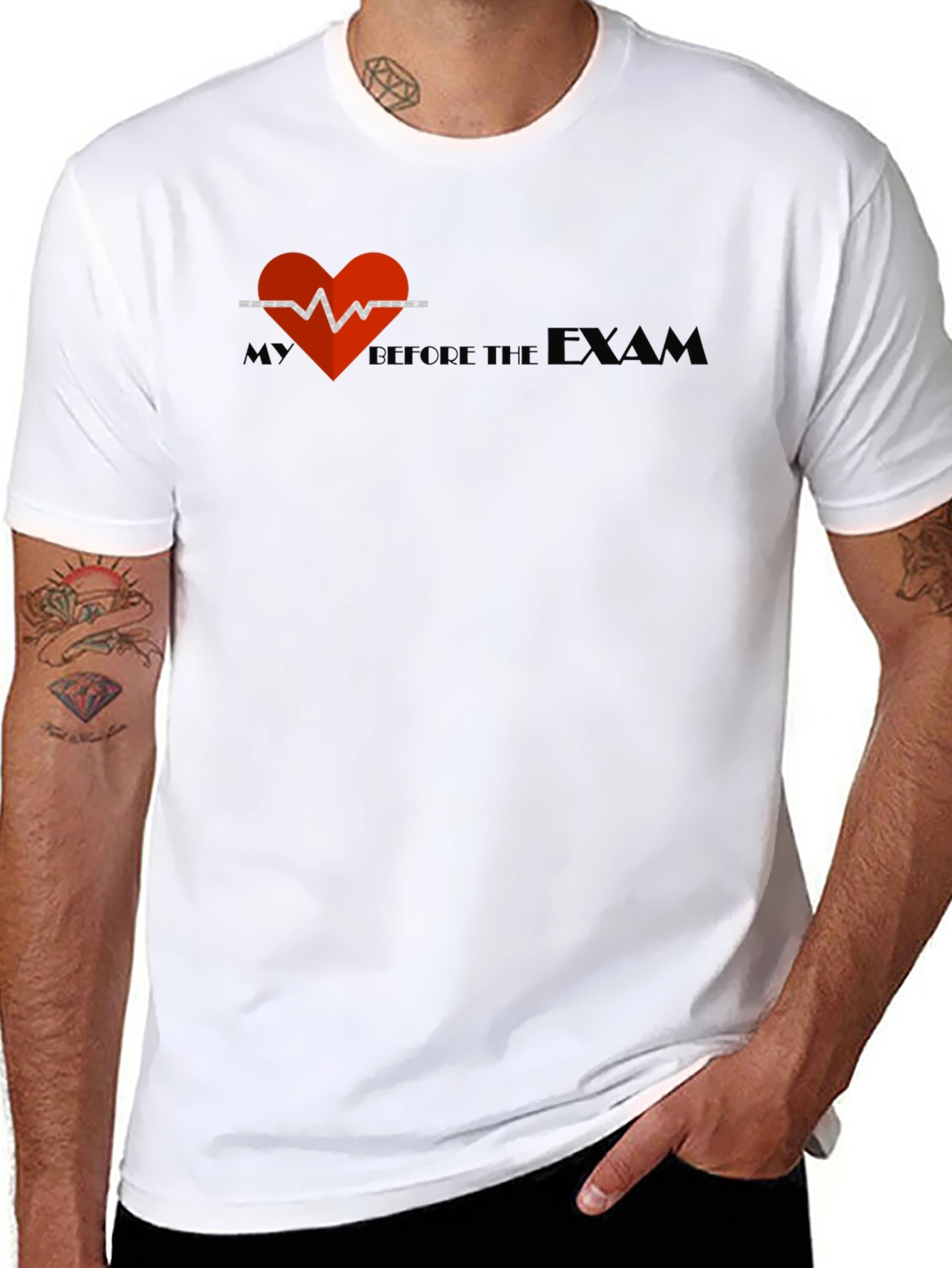 Black Heartbeat Before the Exam Tee view 8