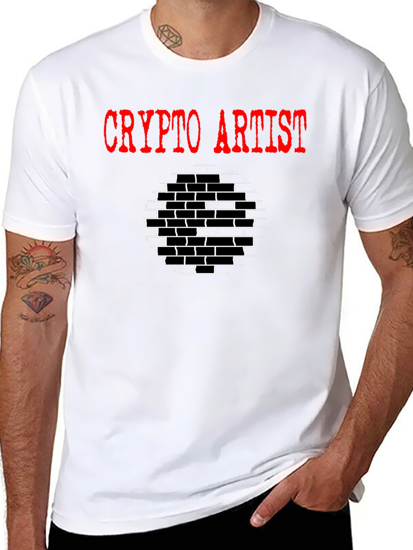 Black Crypto Artist Graphic Tee - Black Cotton T-Shirt view 8