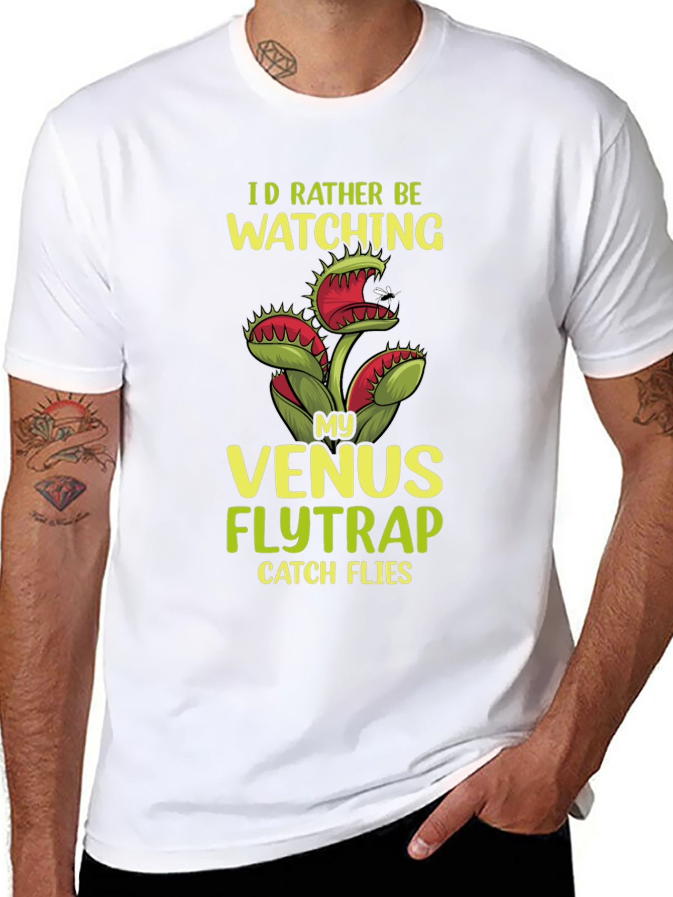 Black Venus Flytrap Graphic T-Shirt - Funny Plant Lover Tee view 8