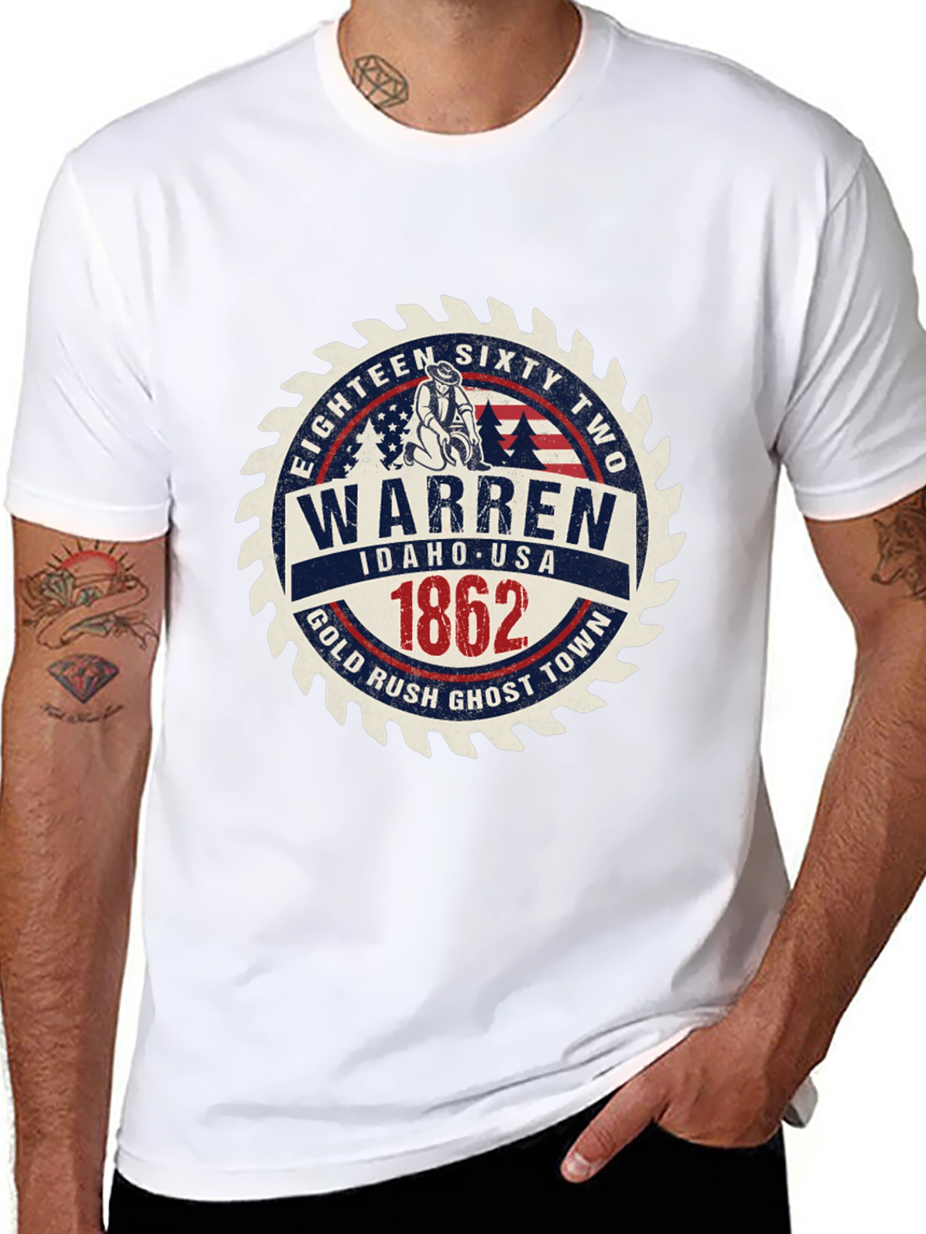 Black Warren Idaho 1862 Gold Rush Black T-Shirt view 8