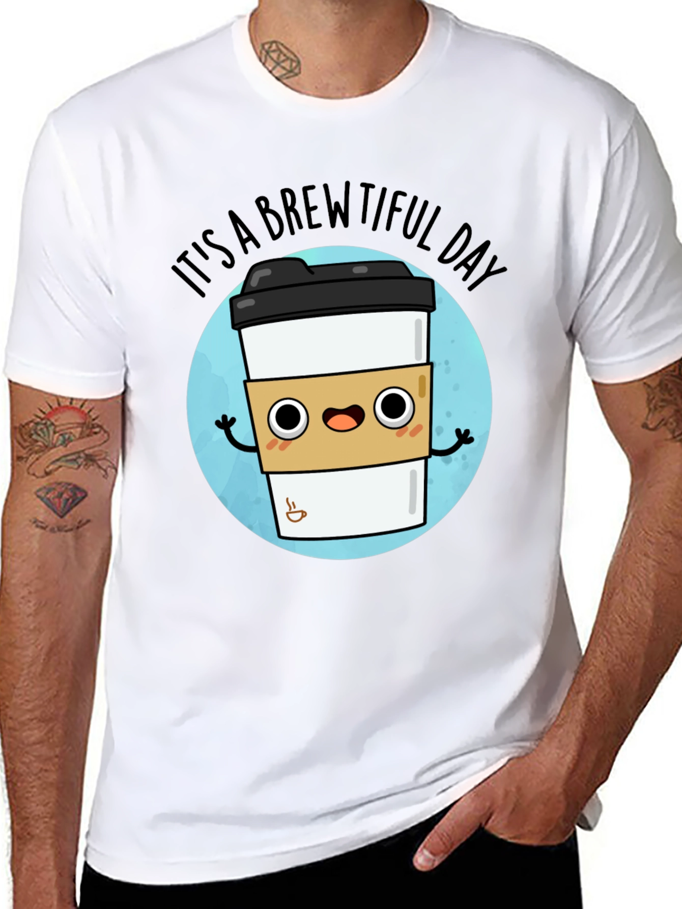 Black Brewtiful Day Graphic T-Shirt - Coffee Lover Tee view 8