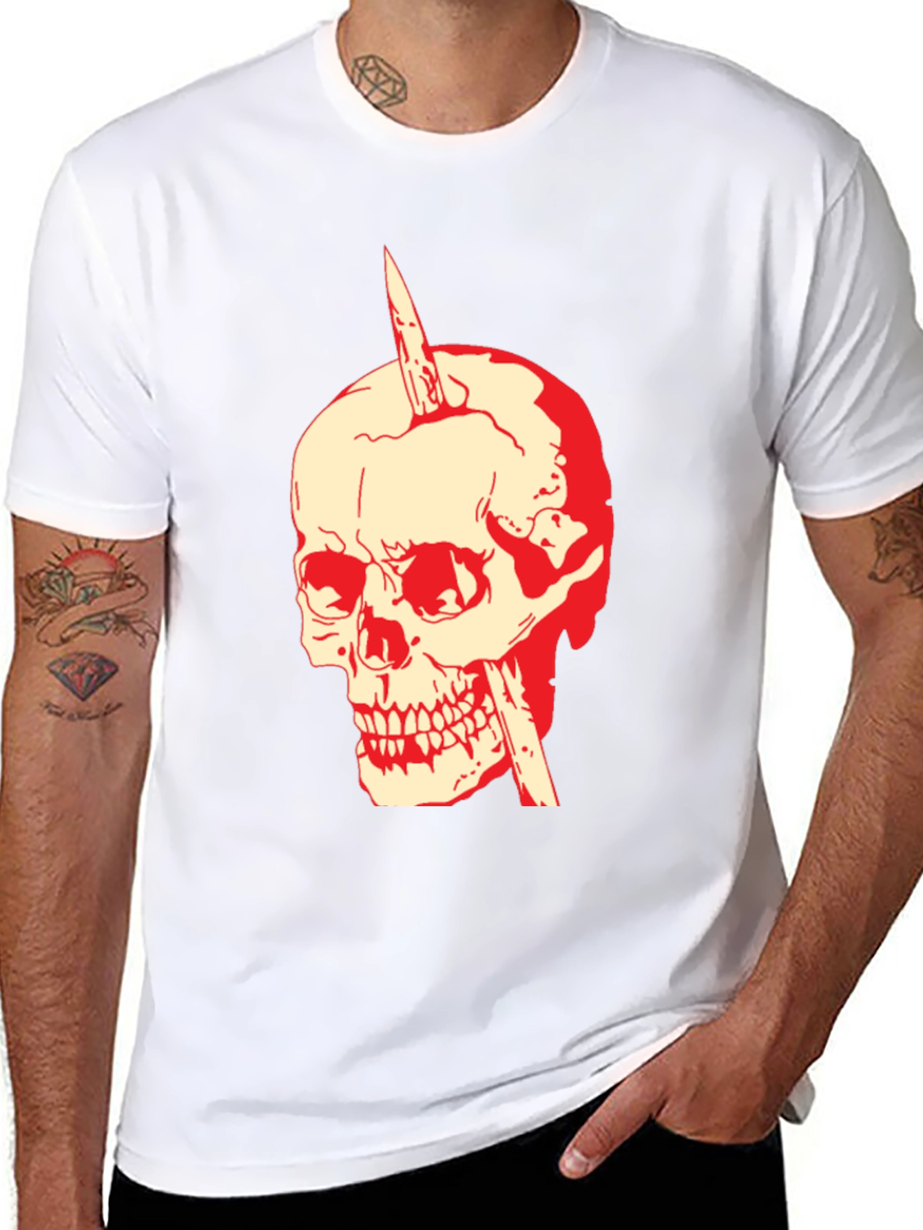 Black Skull & Dagger Graphic Tee - Bold Style view 8