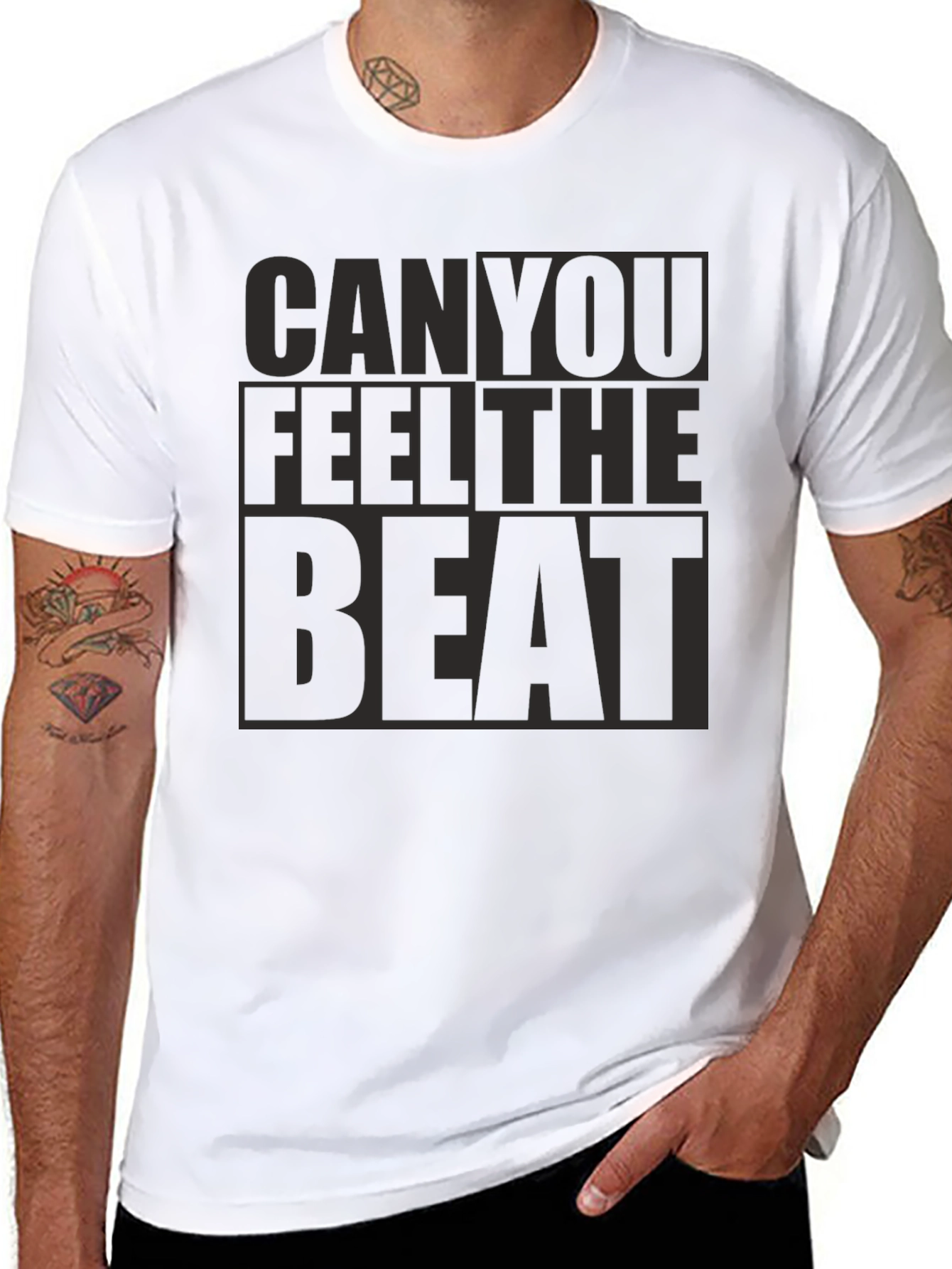 Black Can You Feel The Beat Black T-Shirt view 8