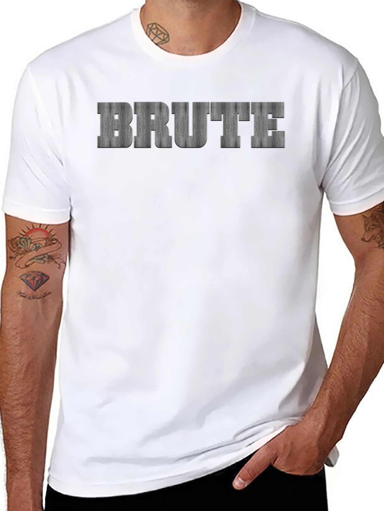 Black Men's "BRUTE" Graphic Black T-Shirt view 8