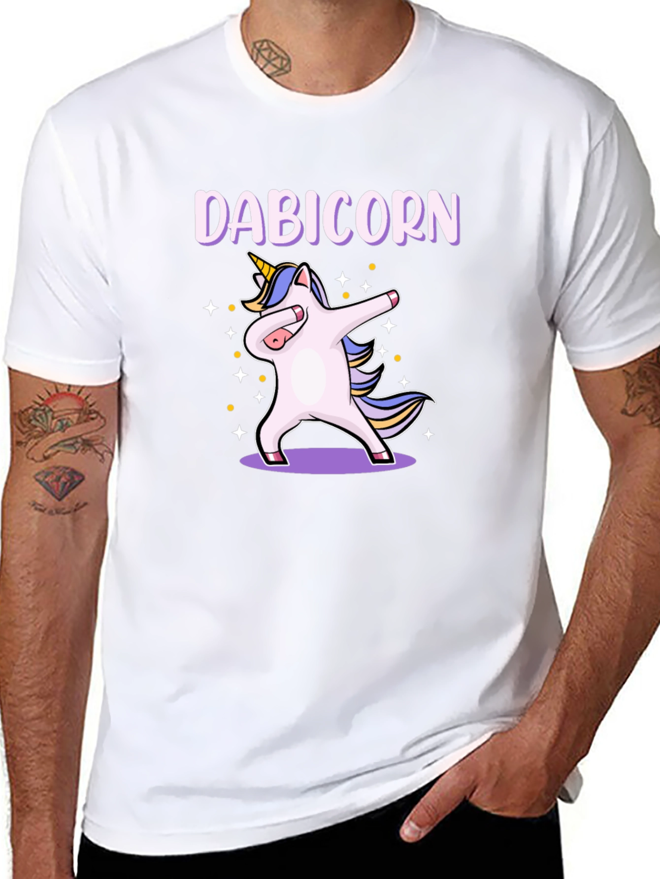 Black Dabicorn T-Shirt - Unicorn Dabbing Design view 8