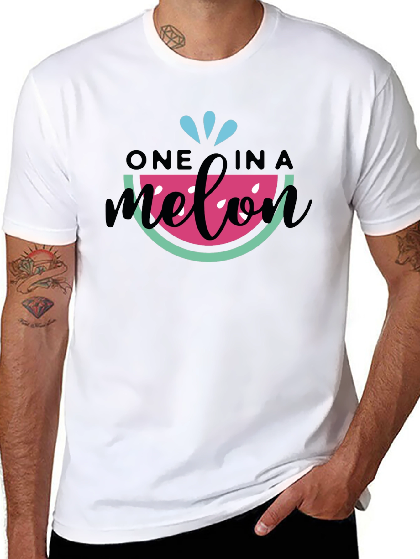 Black One in a Melon T-Shirt - Black Cotton Tee view 8