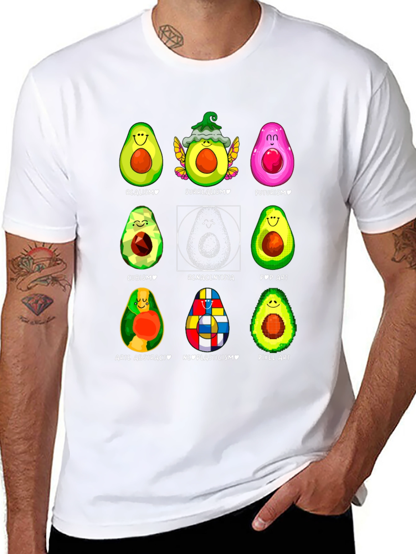 Black Avocado Art Styles Graphic T-Shirt view 8