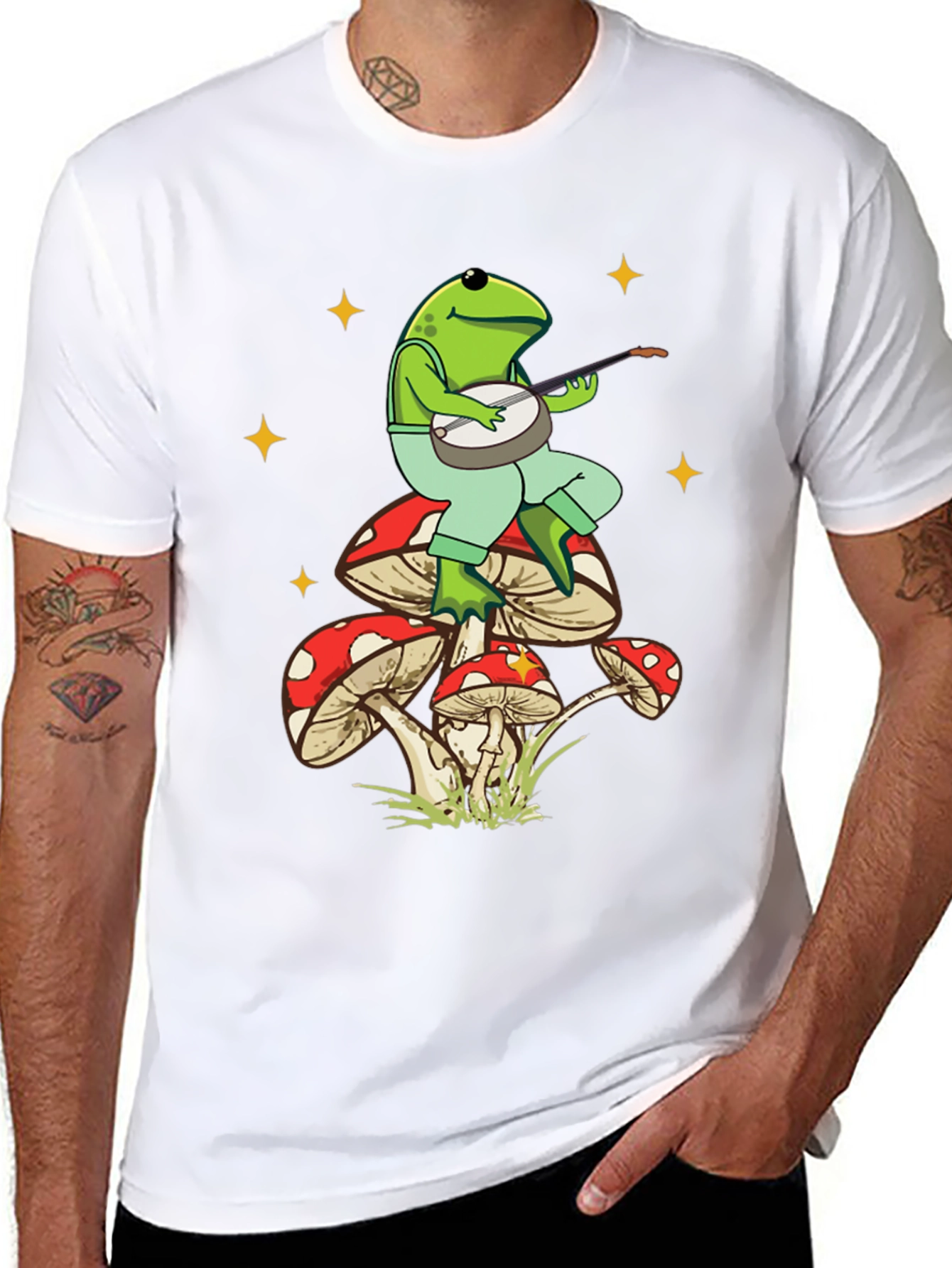 Black Frog Banjo Mushroom T-Shirt view 8
