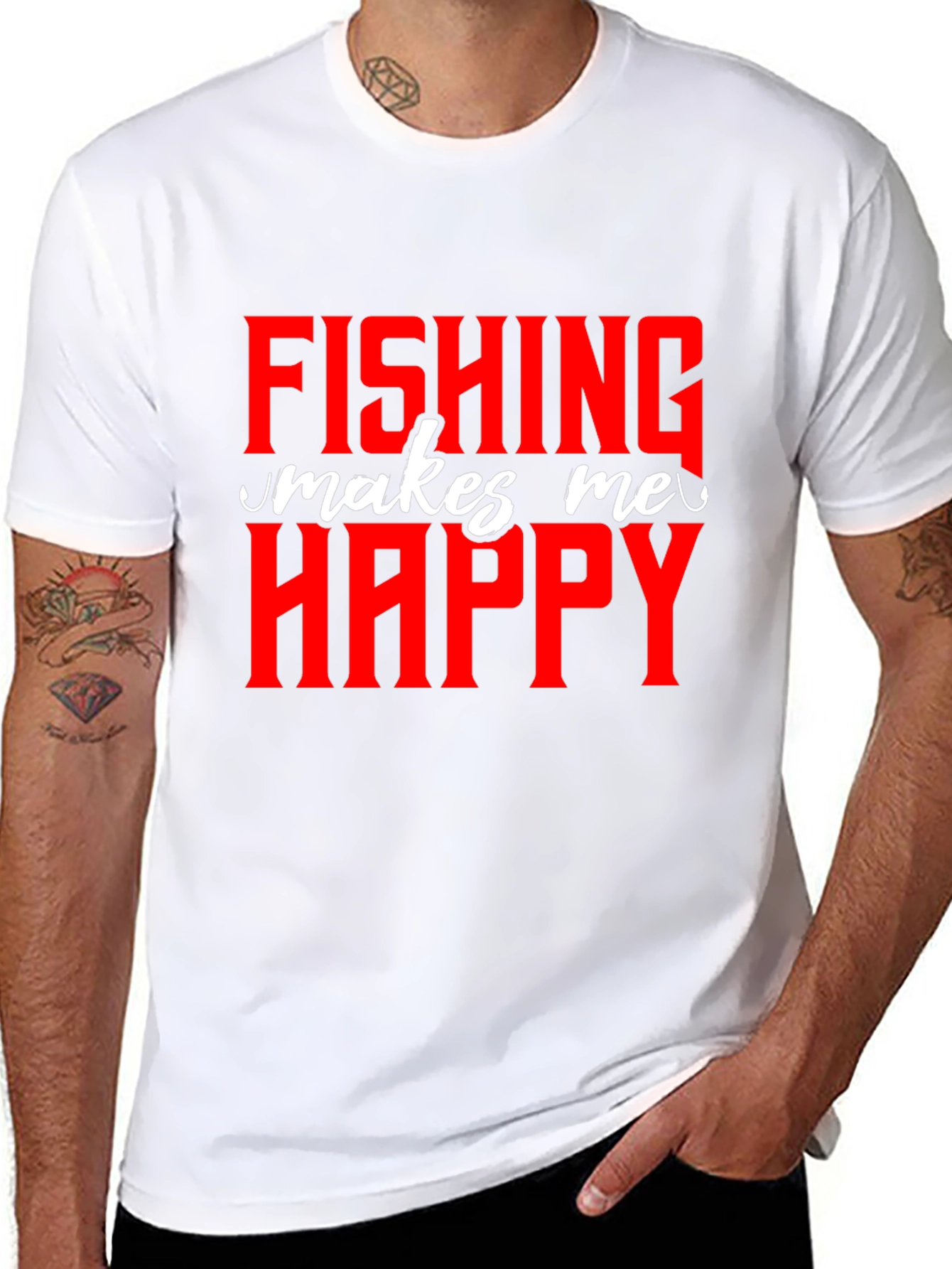 Black Fishing Makes Me Happy - Graphic T-Shirt view 8