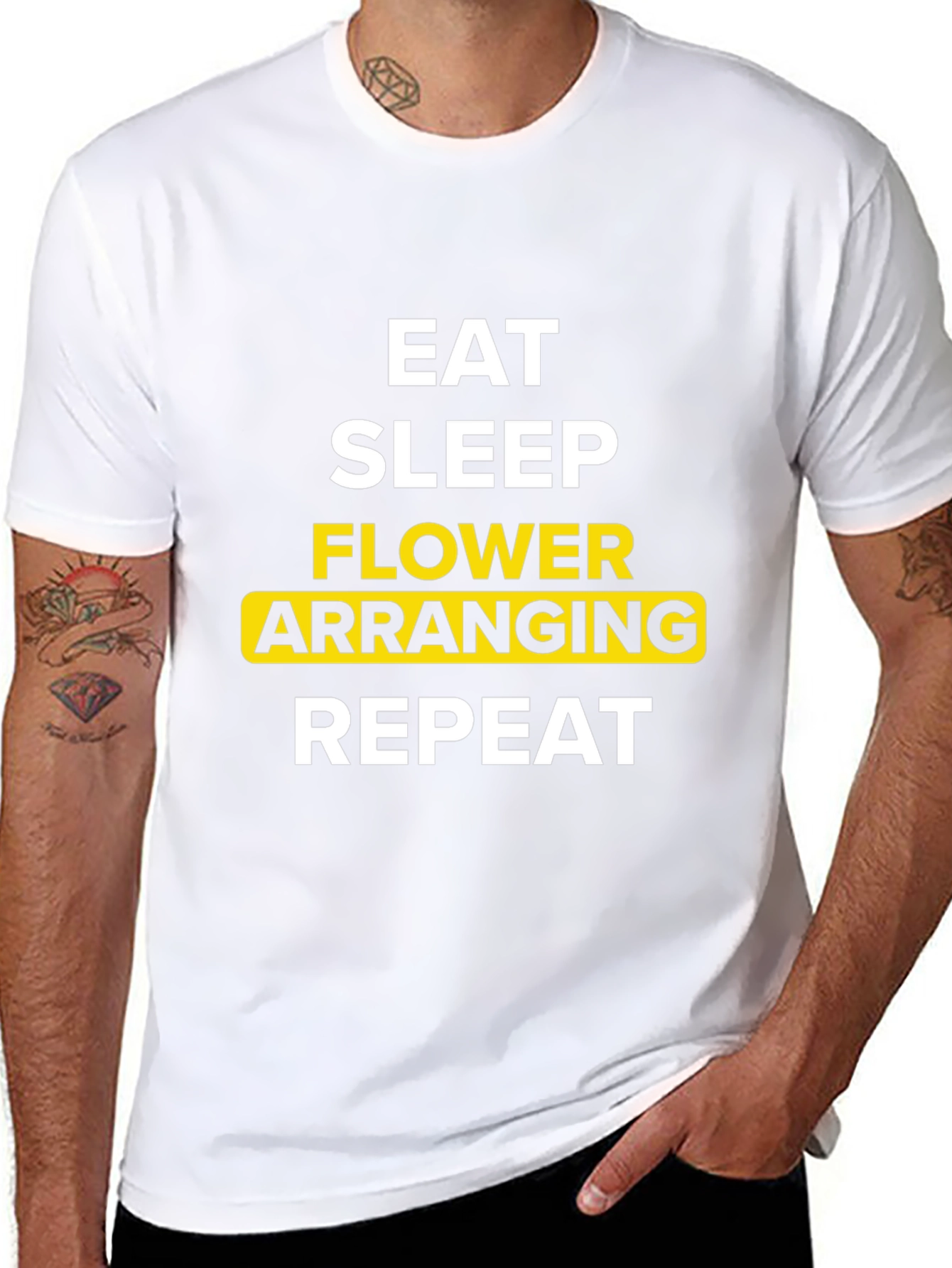 Black Eat Sleep Flower Arranging Repeat Graphic Tee view 8