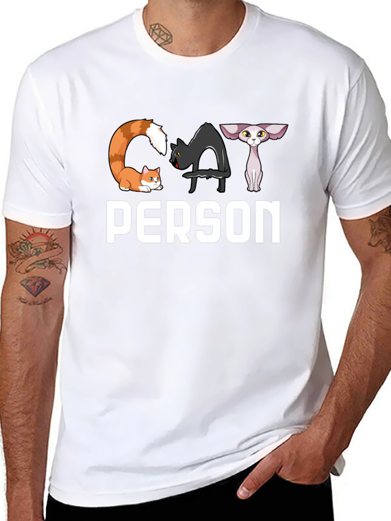 Black Cat Person T-Shirt - Novelty Design view 8