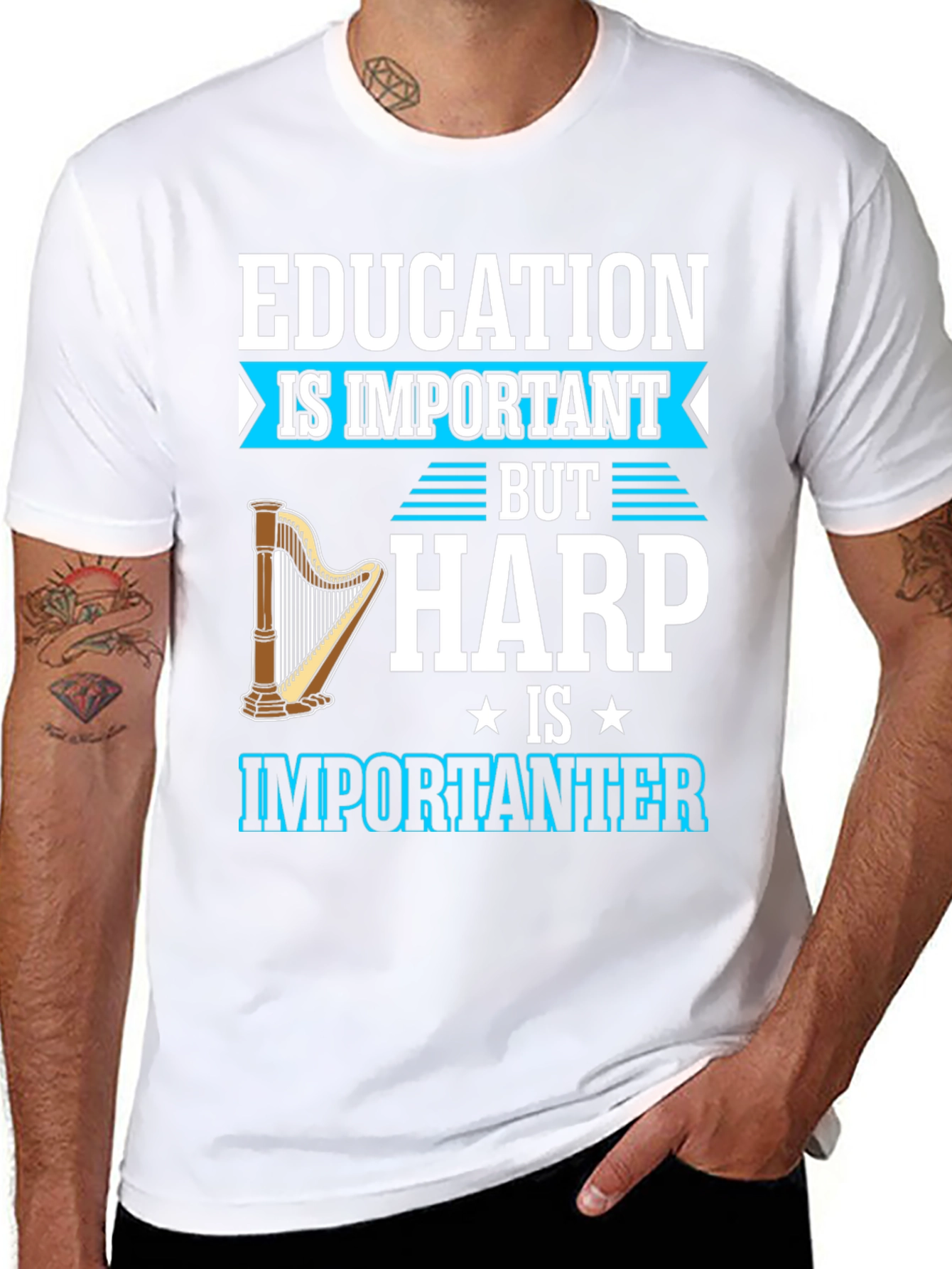 Black Education Important, Harp Importanter T-Shirt view 8