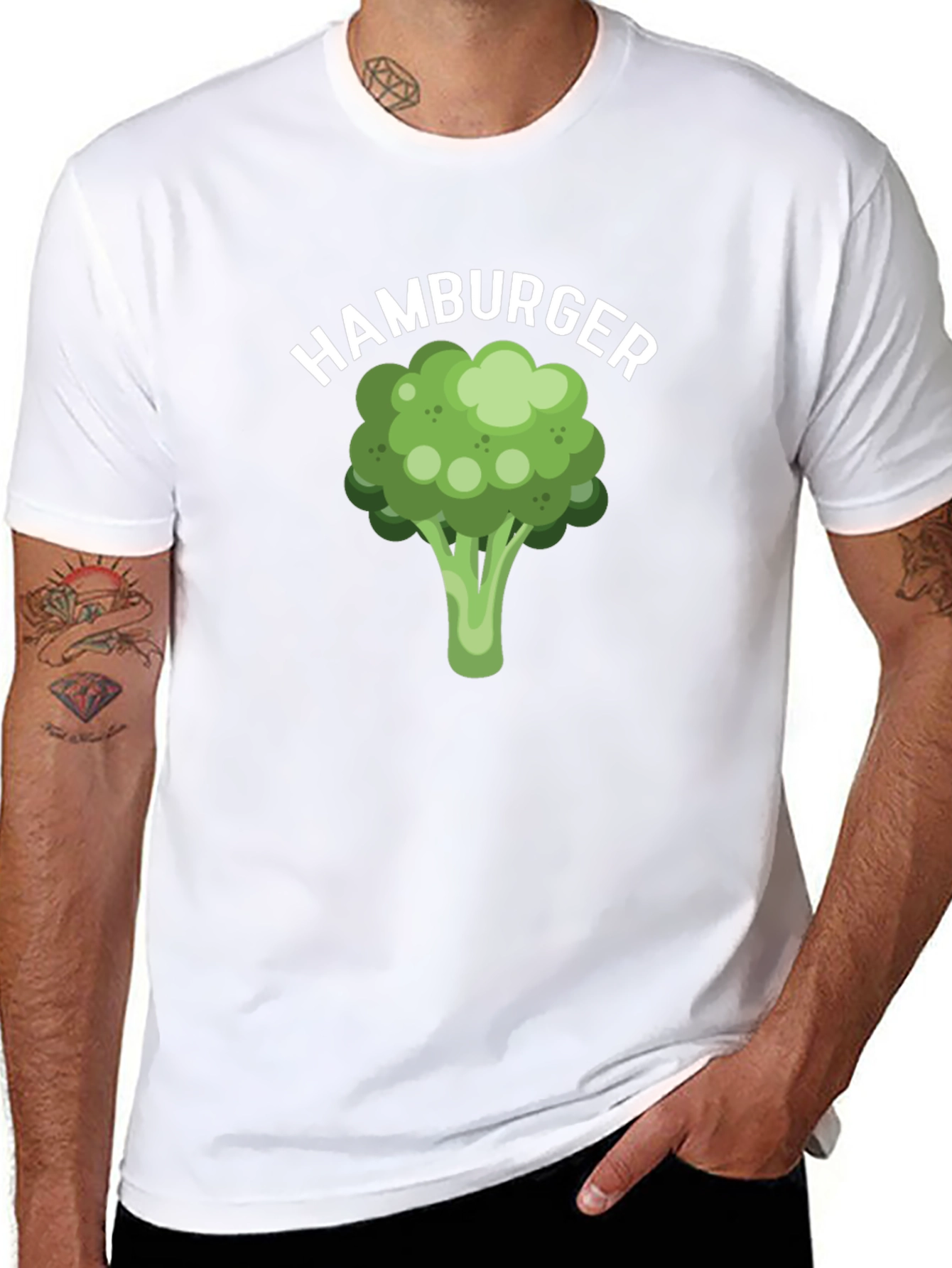 Black Broccoli Hamburger Graphic Tee view 8