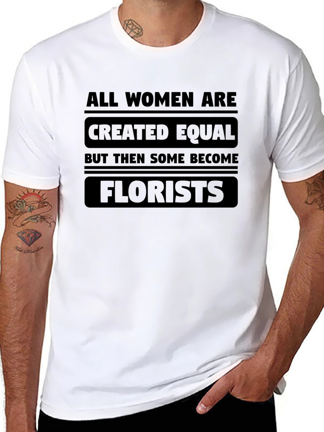 Black Funny Florist T-Shirt - All Women Are Created Equal view 8