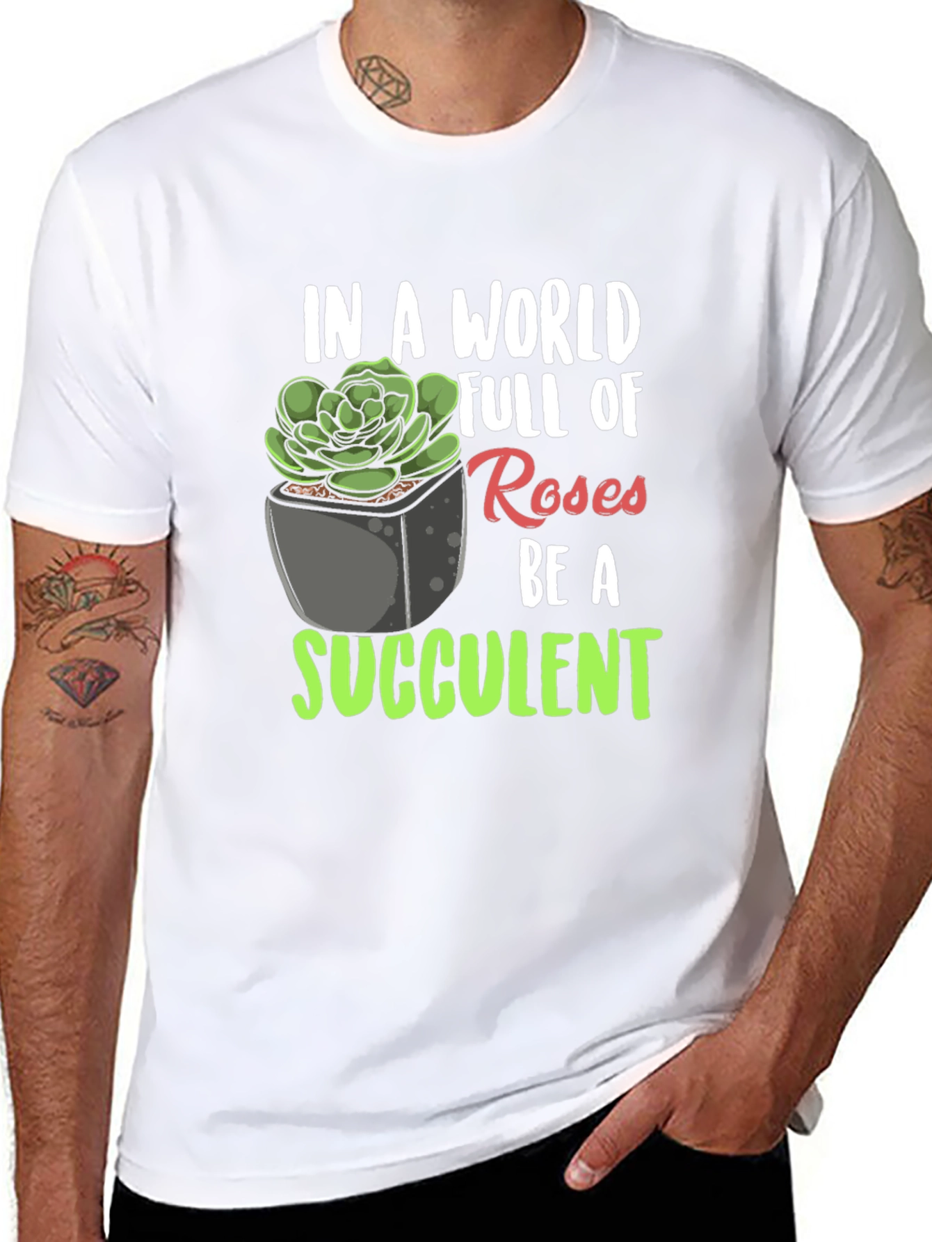 Black Be a Succulent T-Shirt - Unique Plant Lover Tee view 8