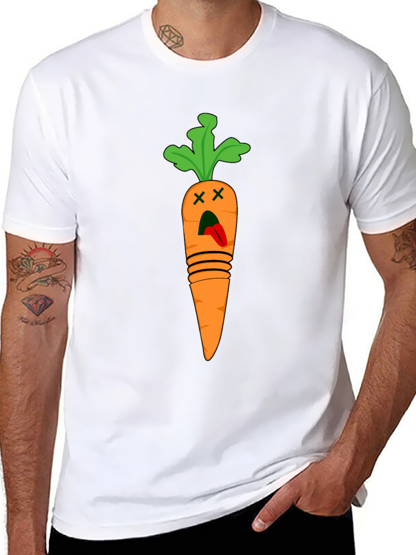 Black Funny Carrot T-Shirt - Dead Carrot Design view 8