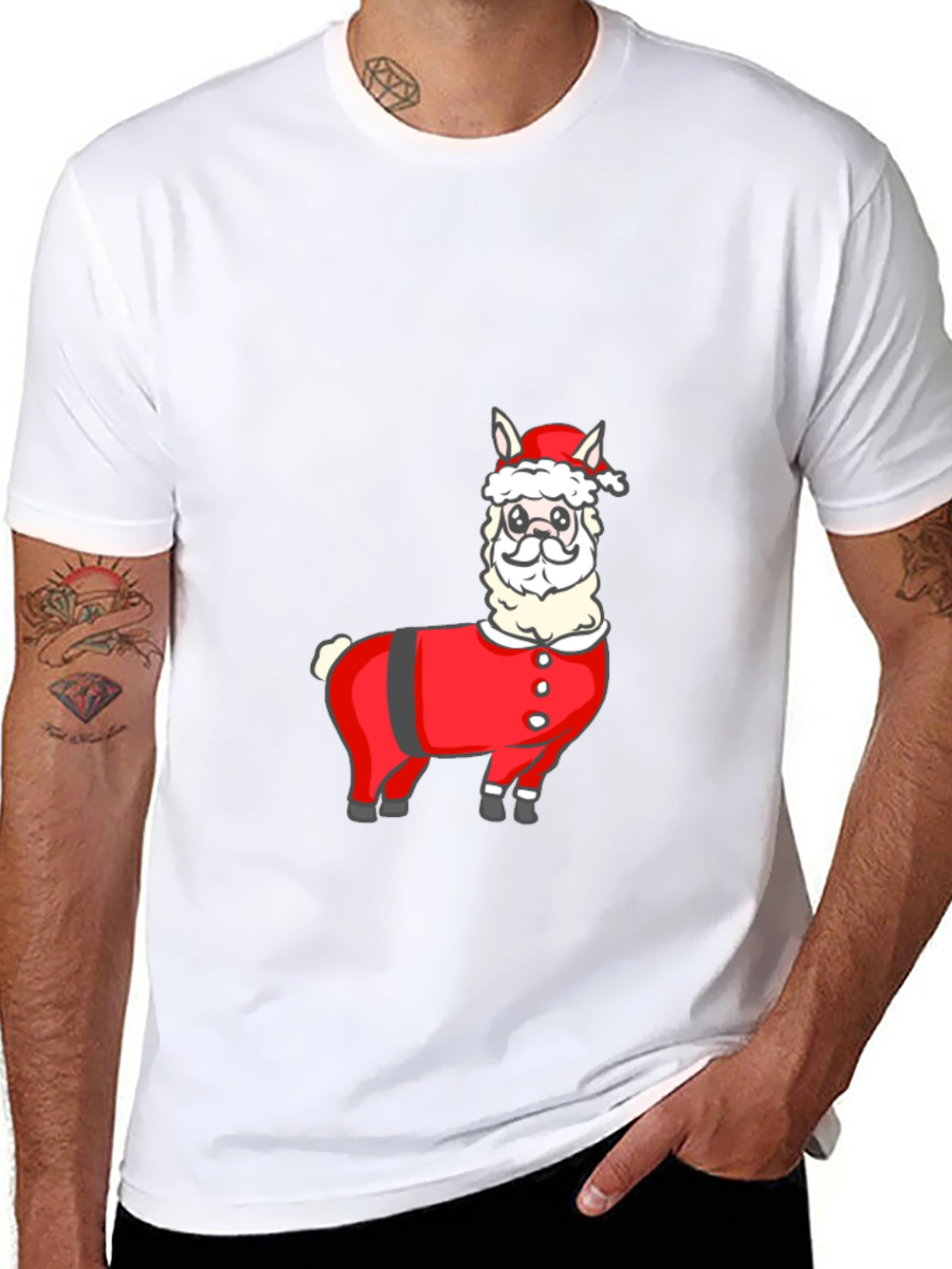Santa Llama T-Shirt - Holiday Festive Wear - 8
