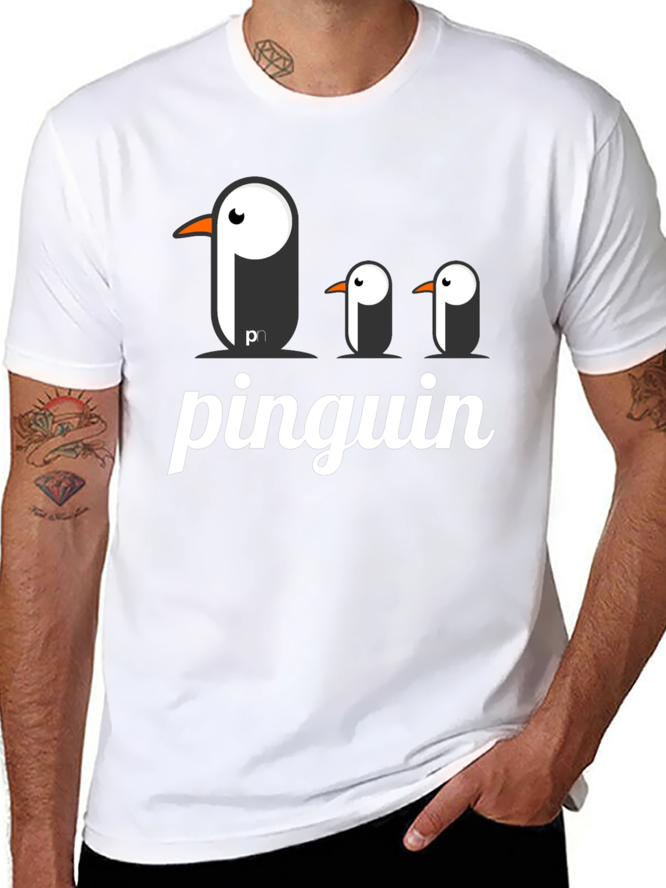Black Pinguin Graphic T-Shirt - Black Cotton Tee view 8