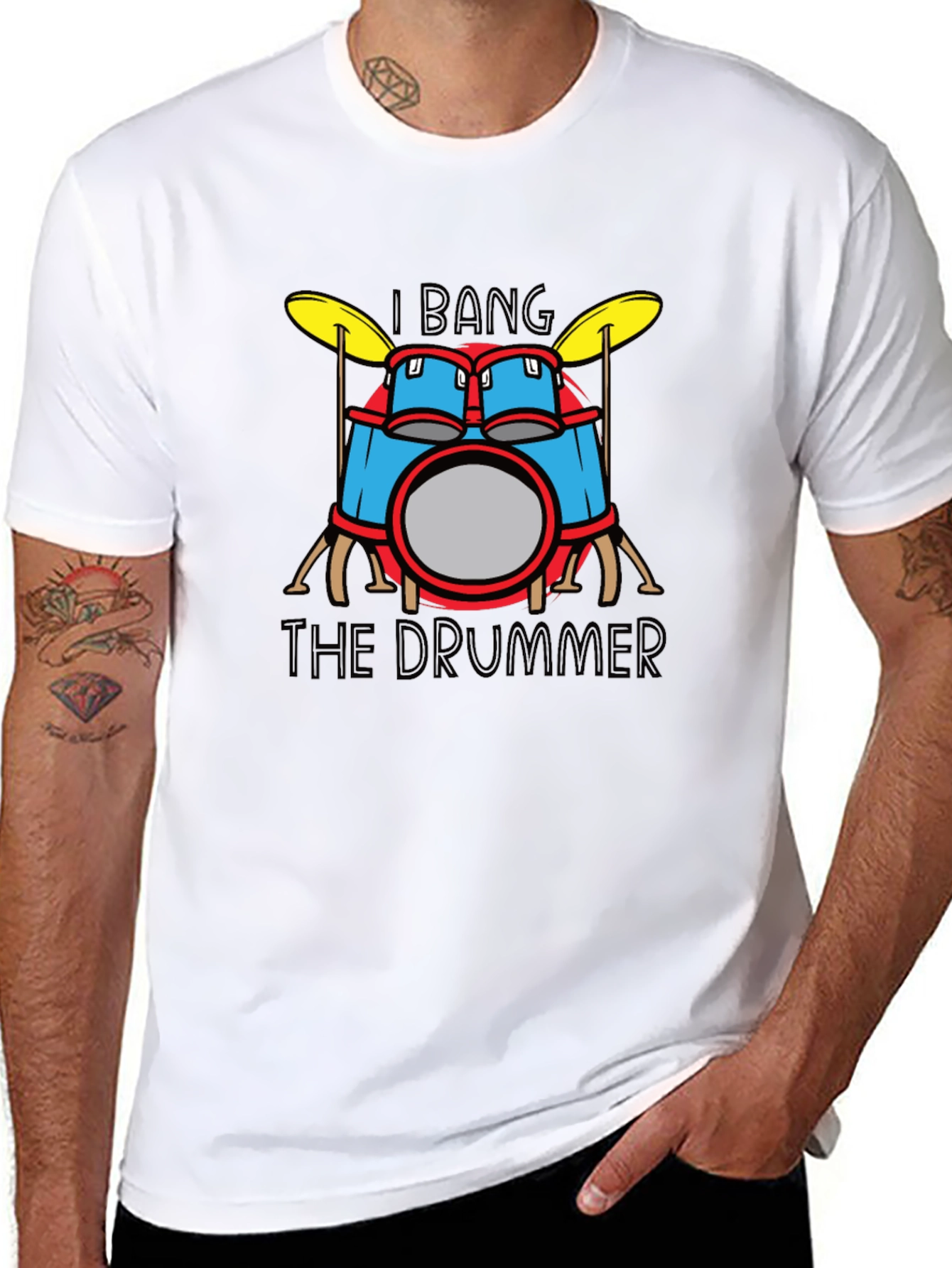 Black I Bang The Drummer T-Shirt - Funny Drum Set Tee view 8