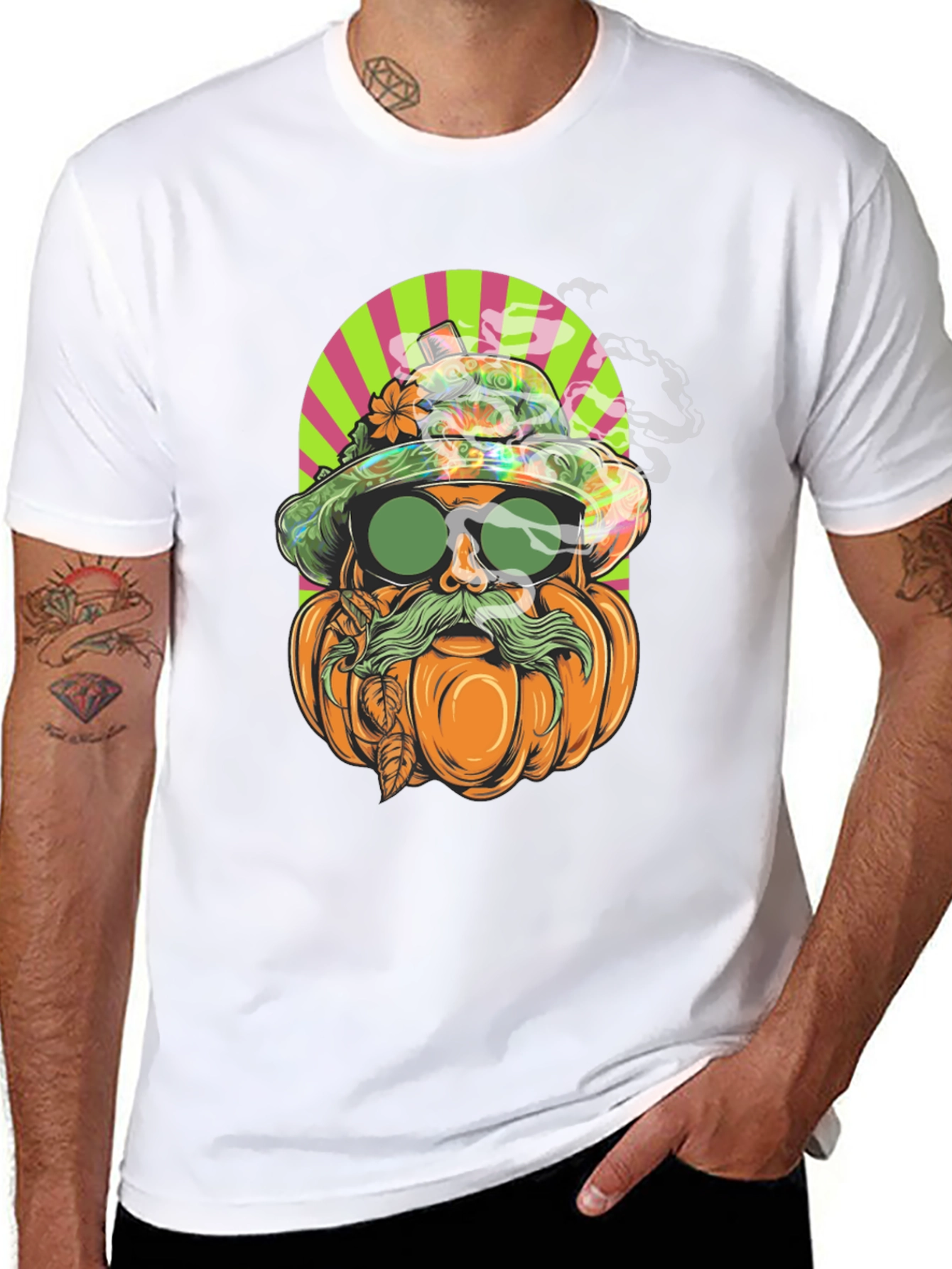Black Pumpkin Man Graphic Tee - Halloween Style view 8