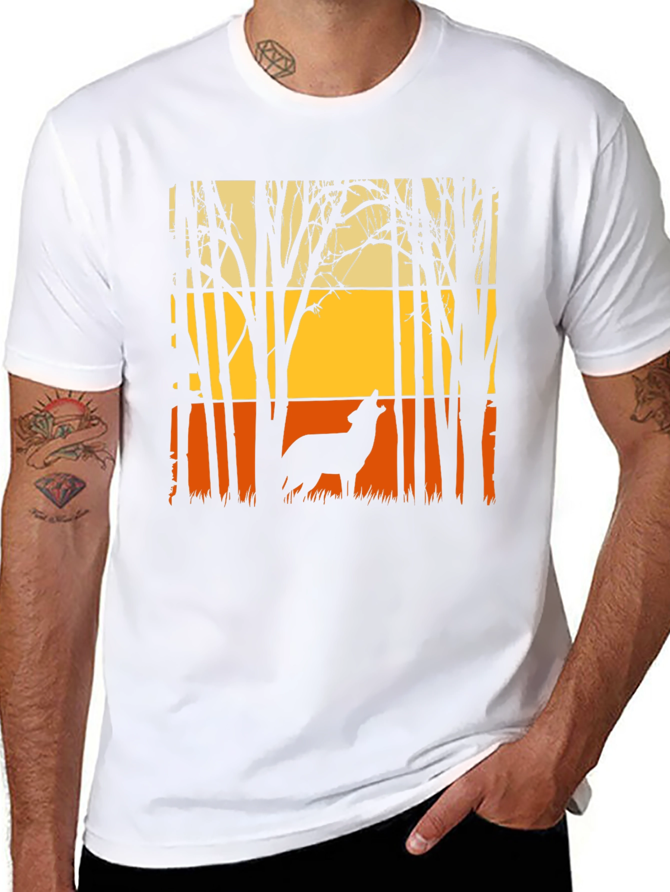 Black Wolf Silhouette T-Shirt - Nature Inspired Graphic Tee view 8