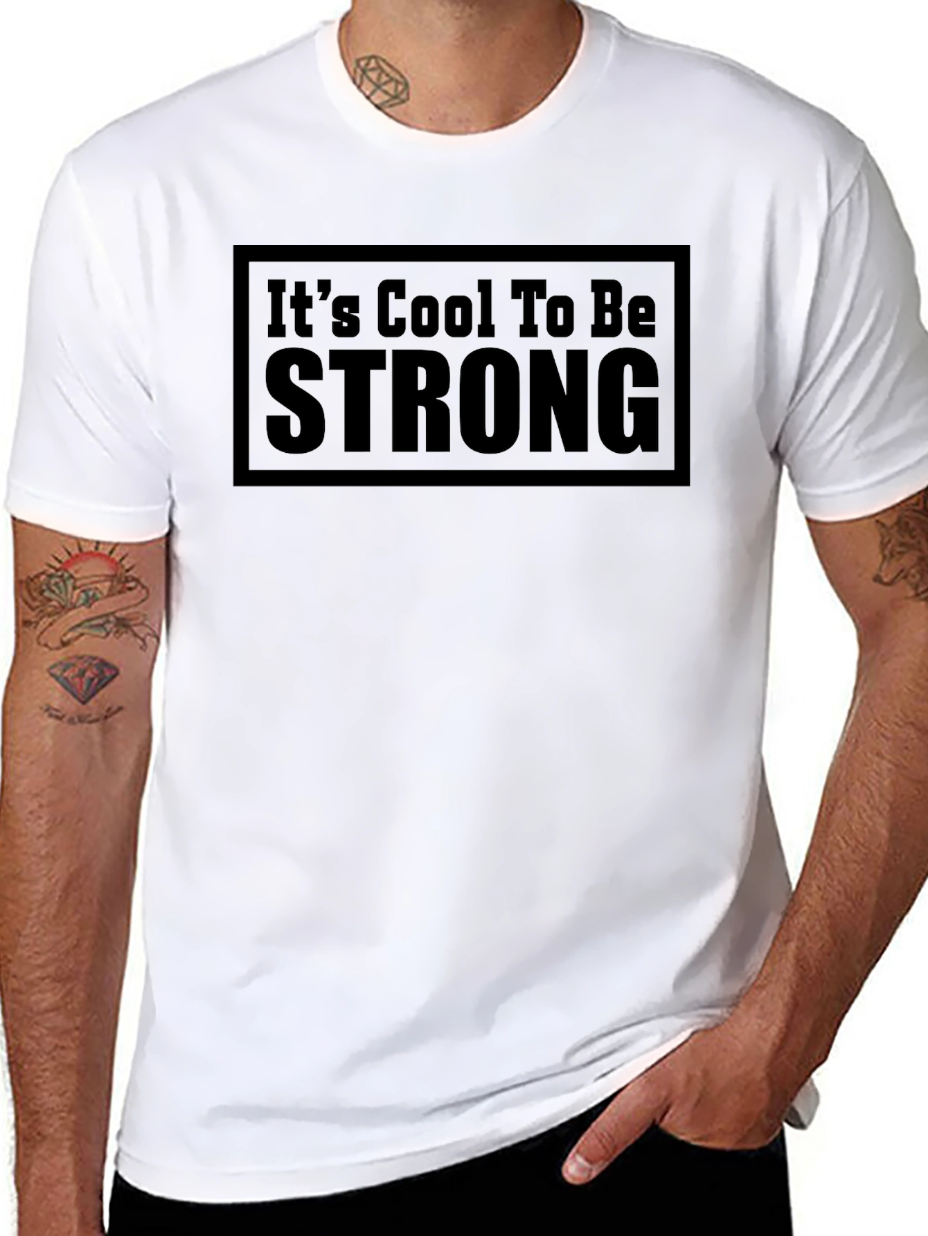 Black It's Cool To Be Strong - Black T-Shirt view 8