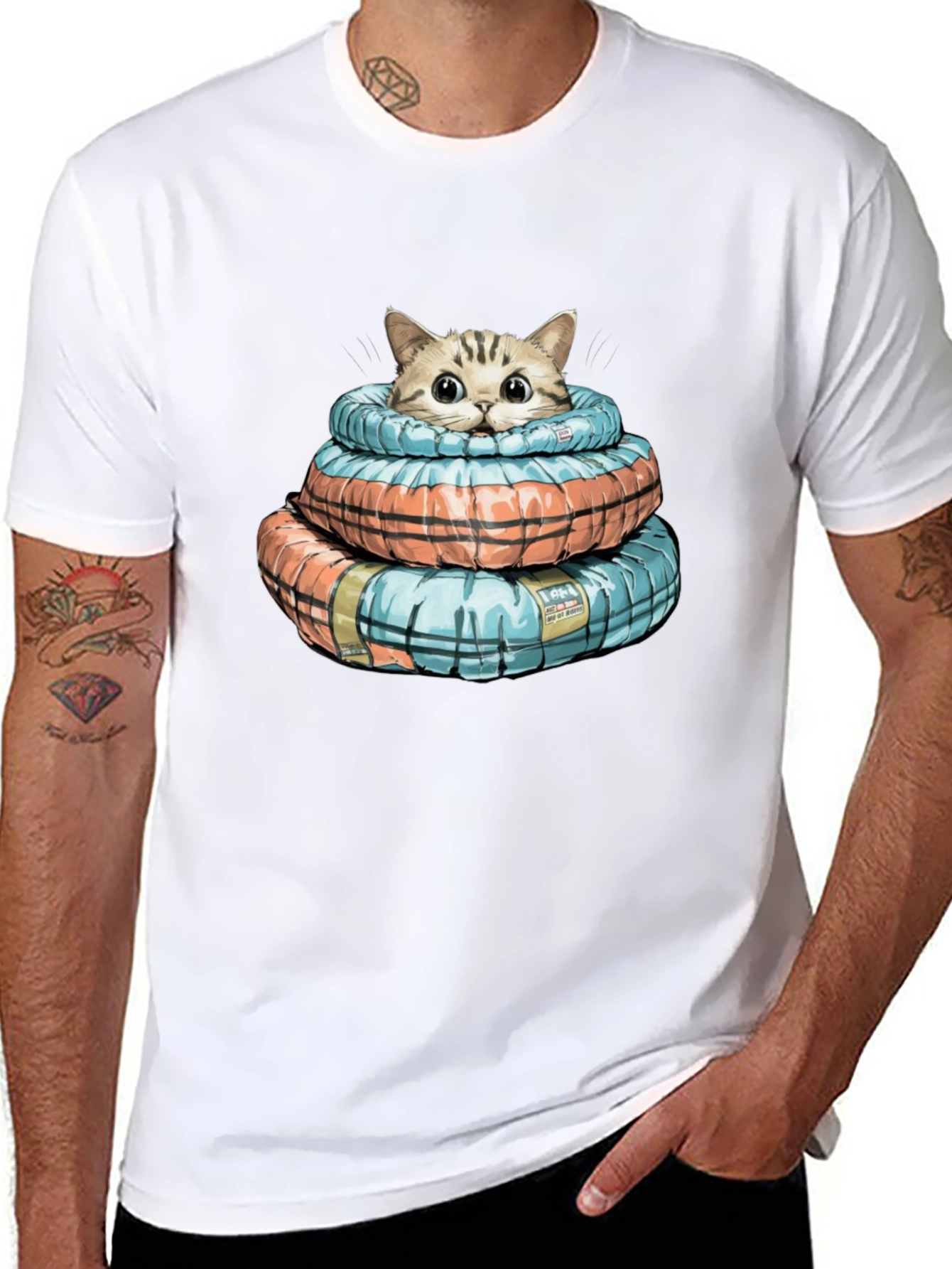 Black Cat in Life Preserver T-Shirt view 8