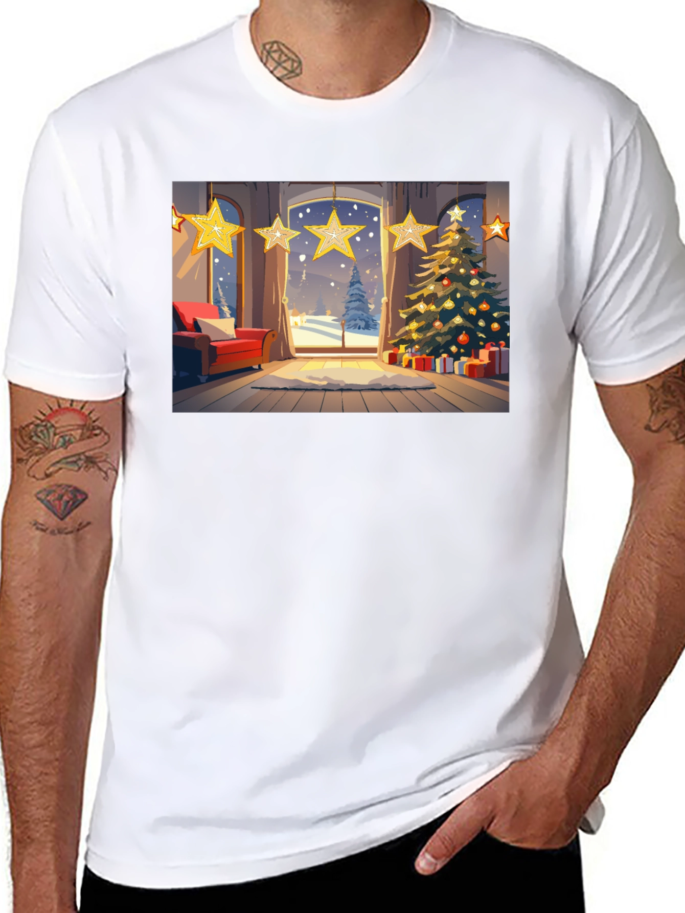 Black Festive Holiday T-Shirt view 8