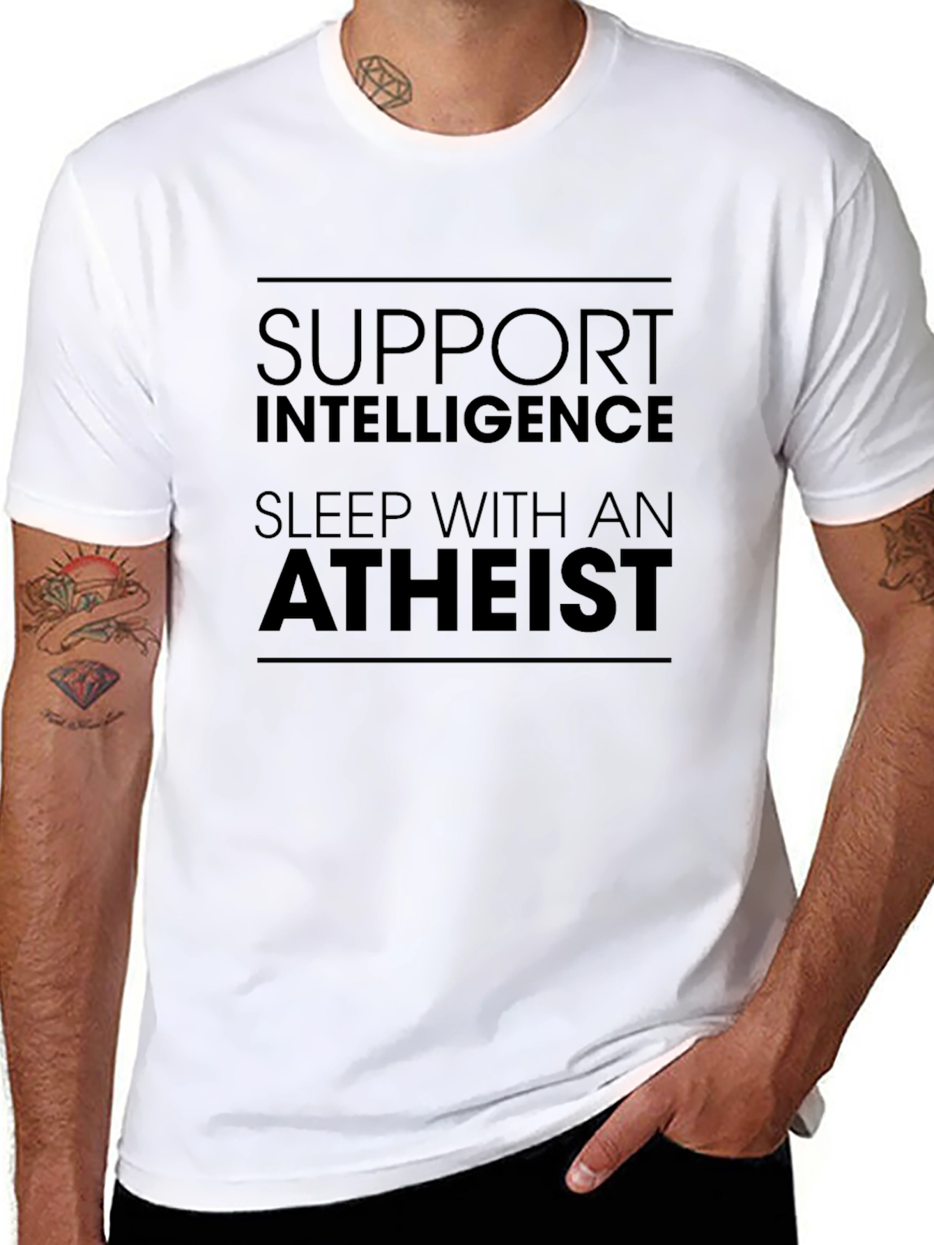 Black Support Intelligence, Sleep With Atheist T-Shirt view 8