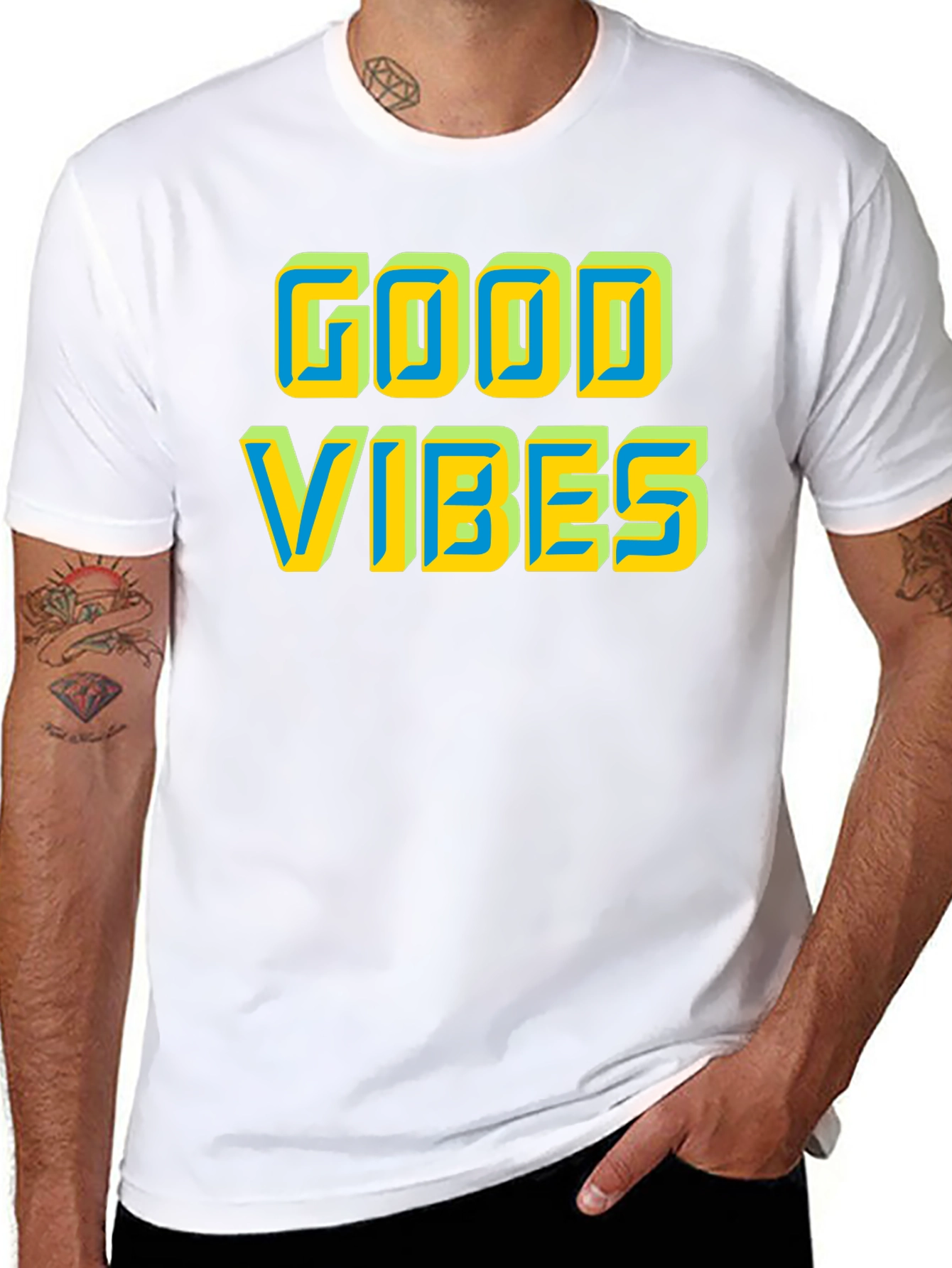 Black Good Vibes Graphic Tee - Positive Energy Shirt view 8