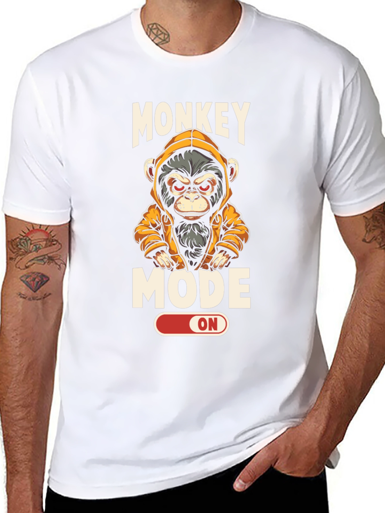 Black Monkey Mode ON T-Shirt - Funny Graphic Tee view 8