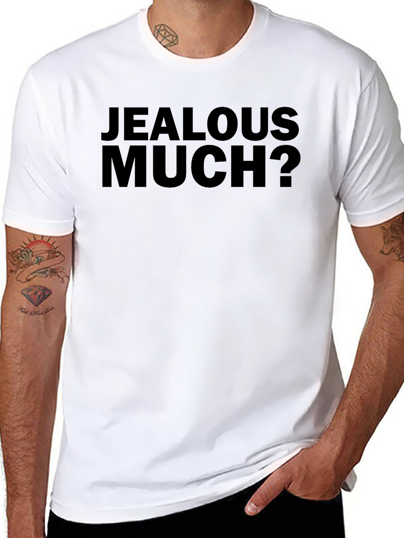 Black Jealous Much? Graphic T-Shirt - Bold Black Tee view 8