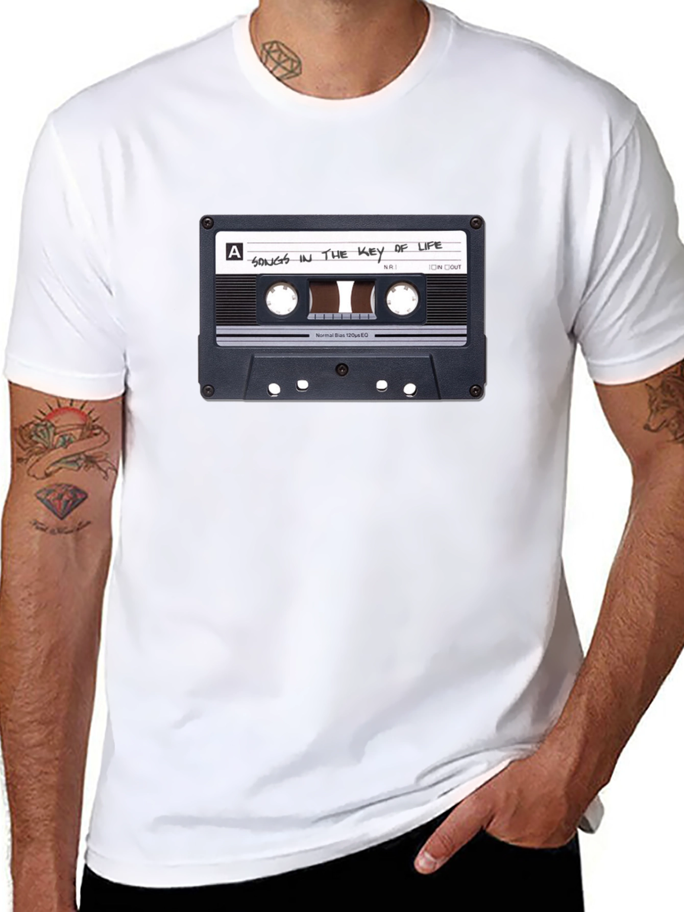 Black Songs in the Key of Life Cassette Tape Graphic T-Shirt view 8