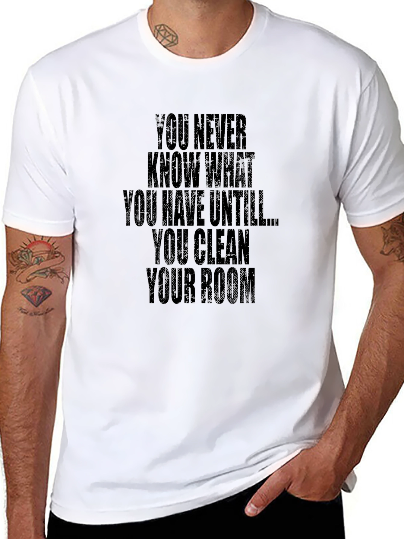 Black Funny Clean Your Room Graphic Tee view 8