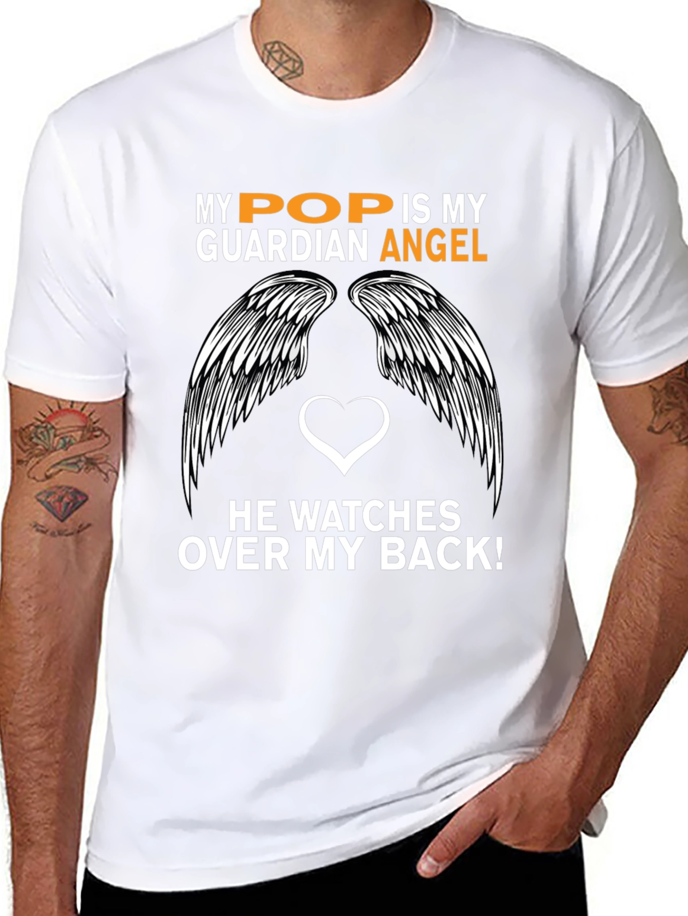 Black My Pop is My Guardian Angel Graphic T-Shirt view 8