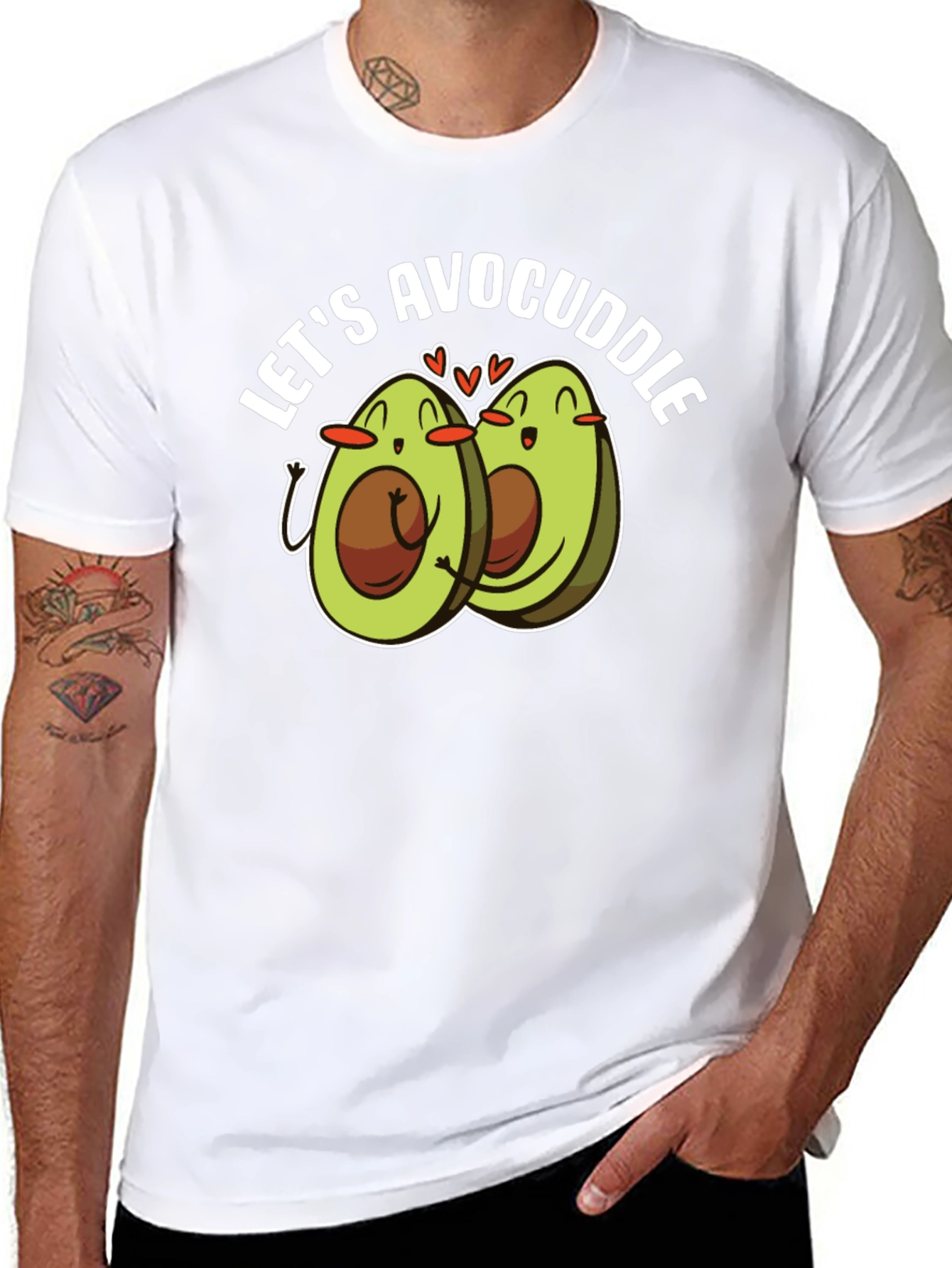 Black Avocado Cuddle T-Shirt - Cute Foodie Tee view 8