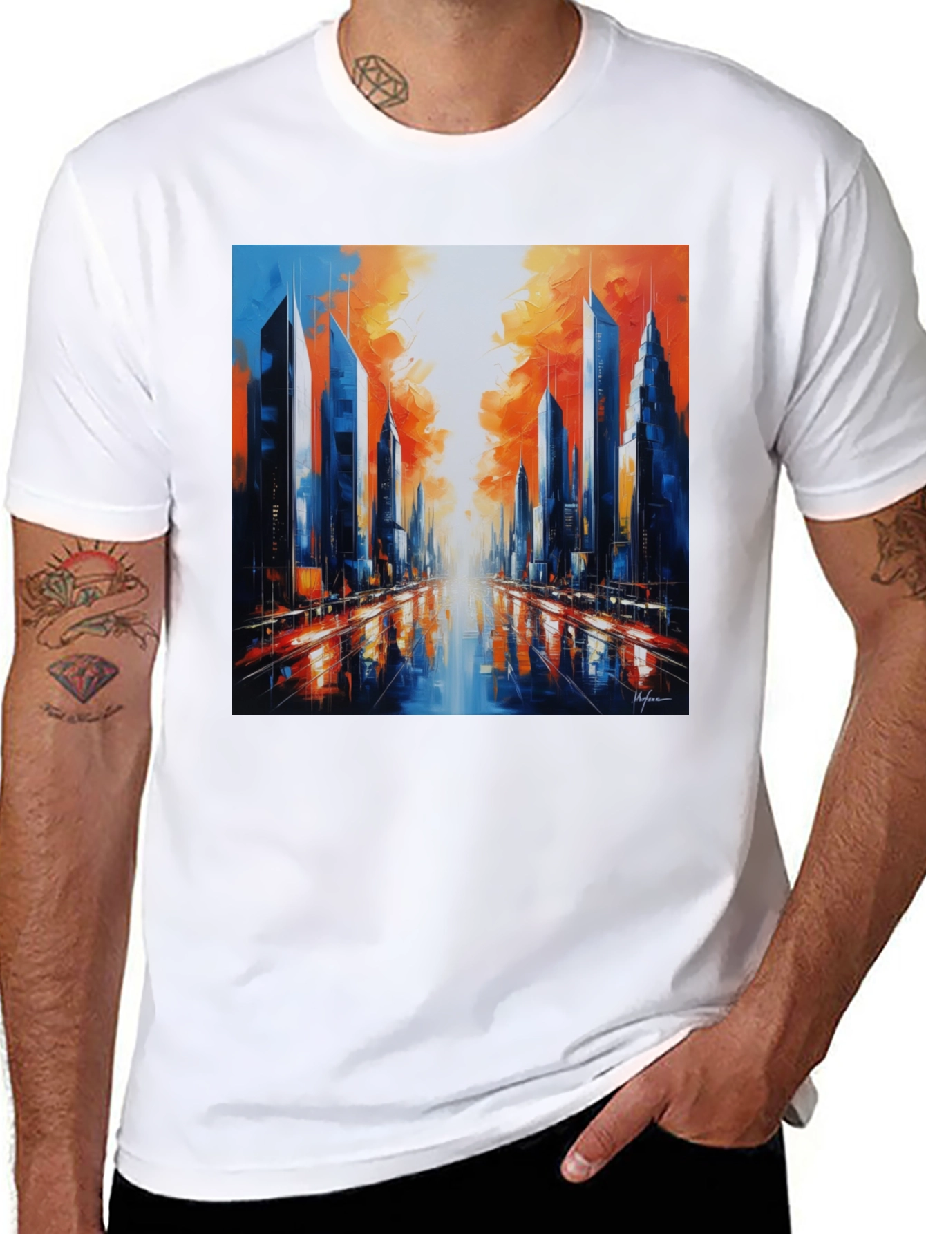 Black Urban Cityscape Graphic Tee view 8